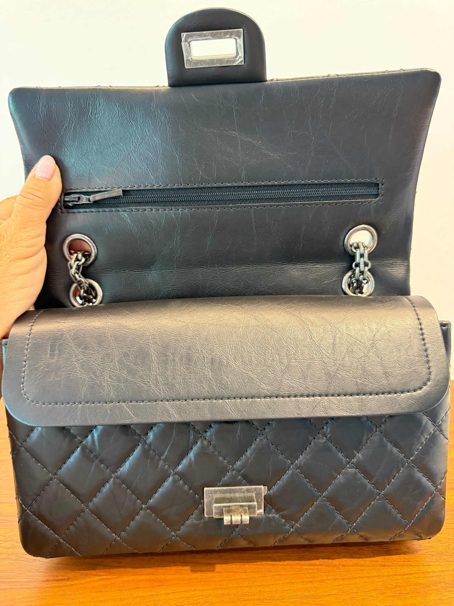 Chanel Aged Calfskin Quilted 2.55 Reissue 225 Classic Double Flap Black