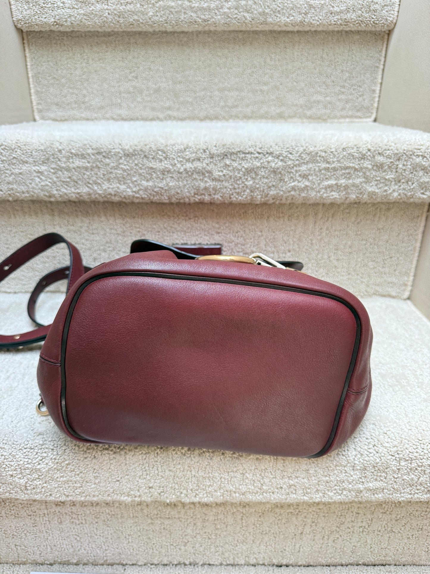 Chloe Suede Calfskin Medium Faye Backpack in Burgundy Pre-Owned