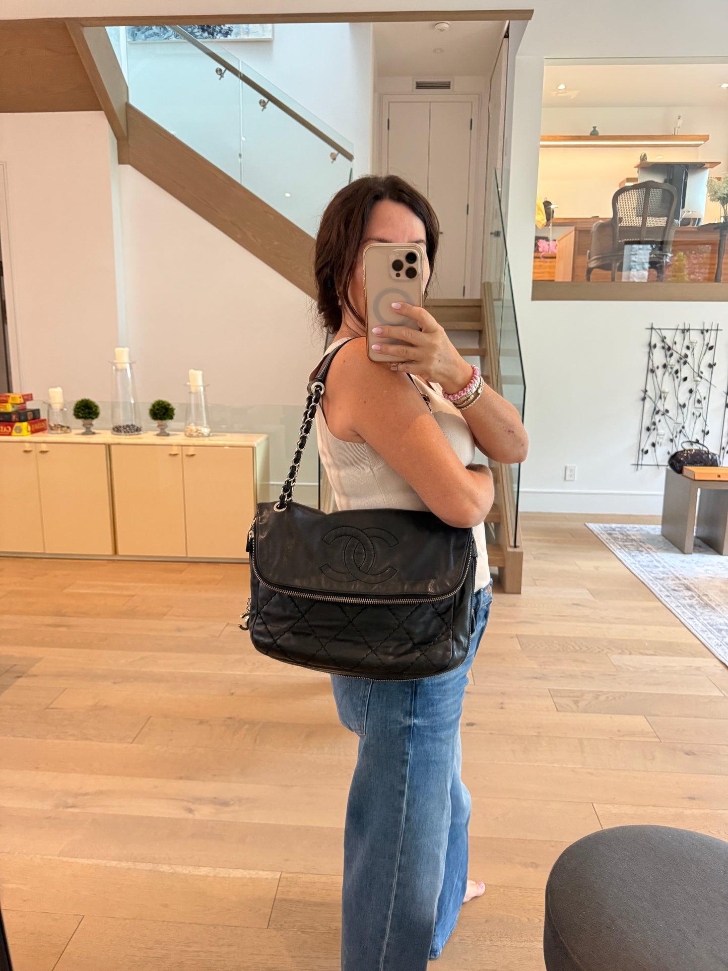 Chanel Expandable Ligne Timeless CC flap Shoulder Bag Pre-Owned