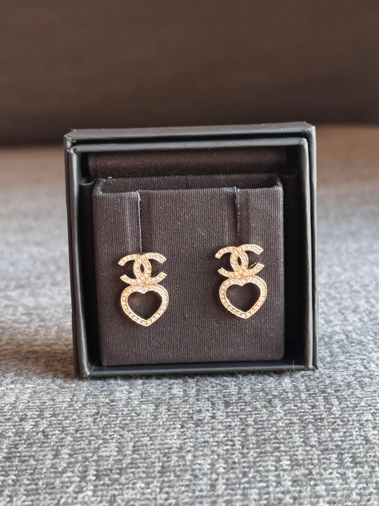 CHANEL authentic pre-owned CC earrings with open heart drops