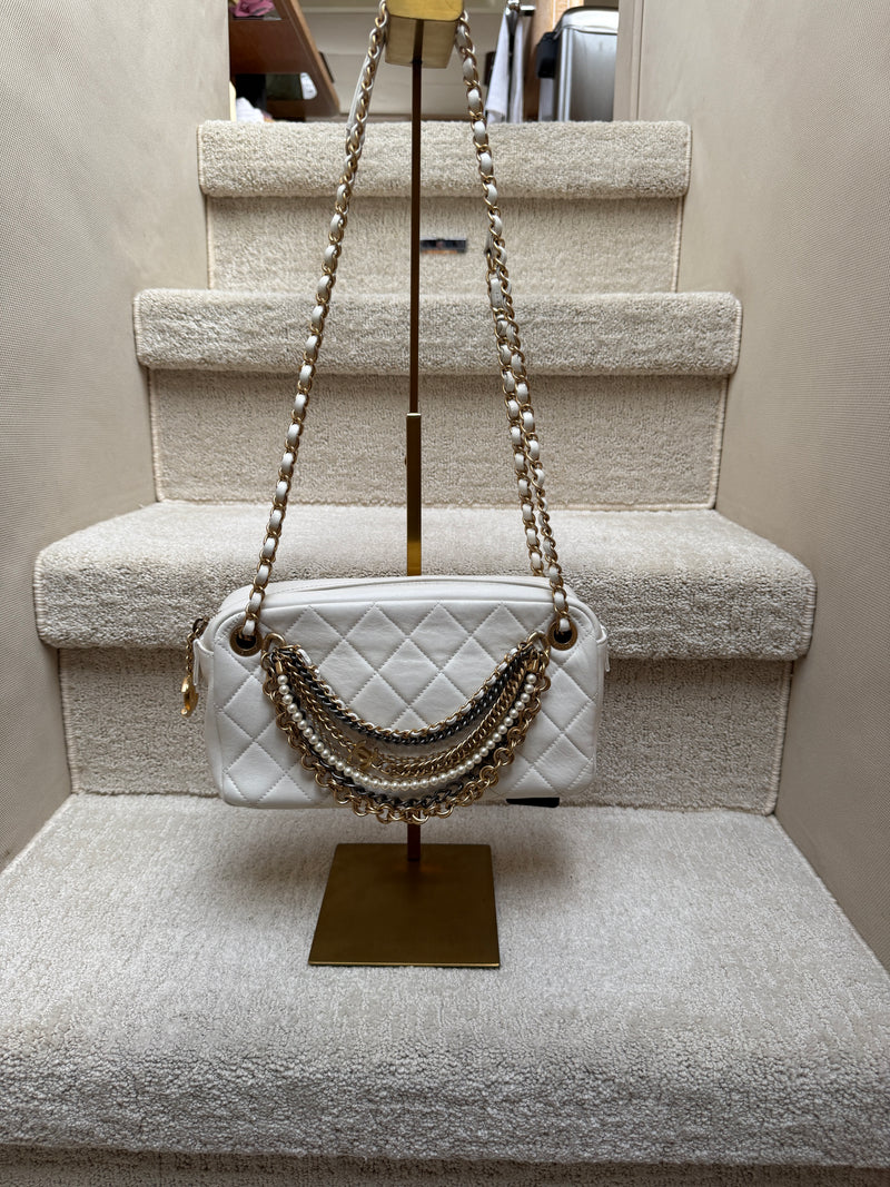 Chanel all about chain shoulder bag white disco bag authentic preowned from purseonalshopper