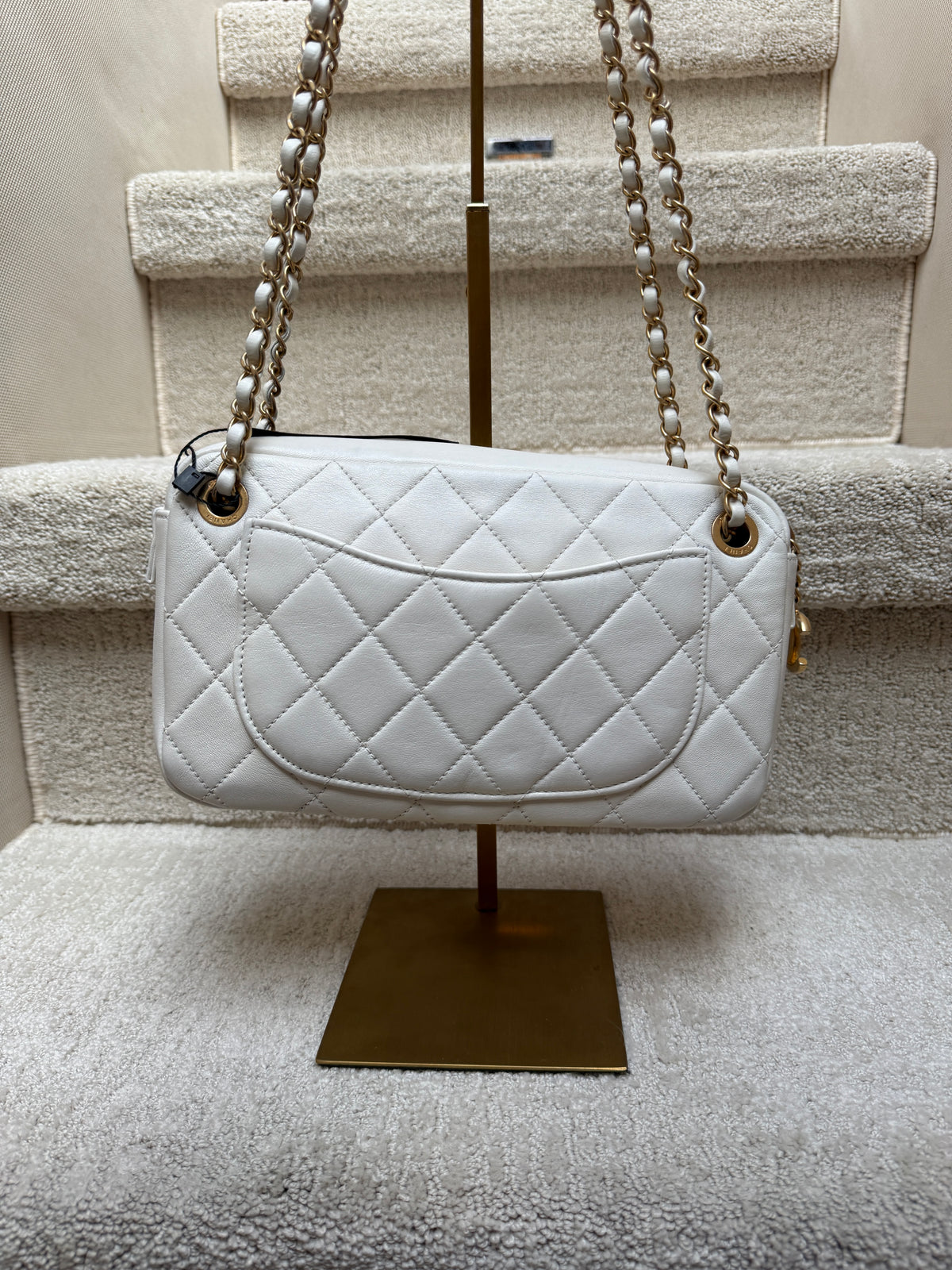 Chanel all about chains back side view of handbag for sale on consignment