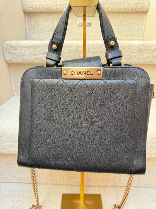 Chanel click label caviar black tote handbag small preloved and resale 