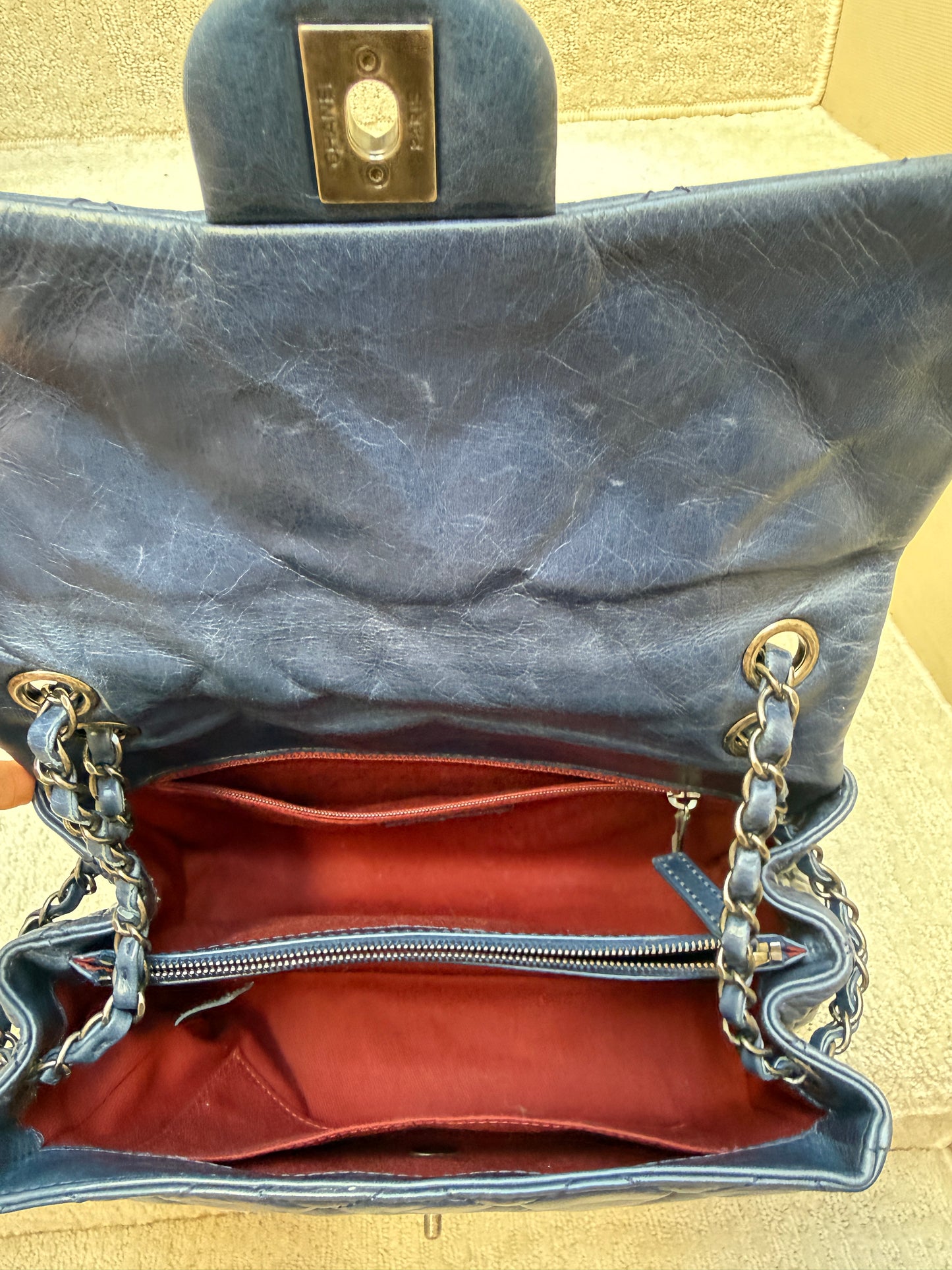 Chanel Navy Blue Easy Carry Quilted Flap bag in Blue