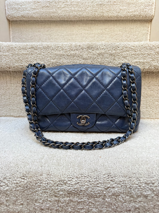 Chanel Navy Blue Easy Carry Quilted Flap bag in Blue