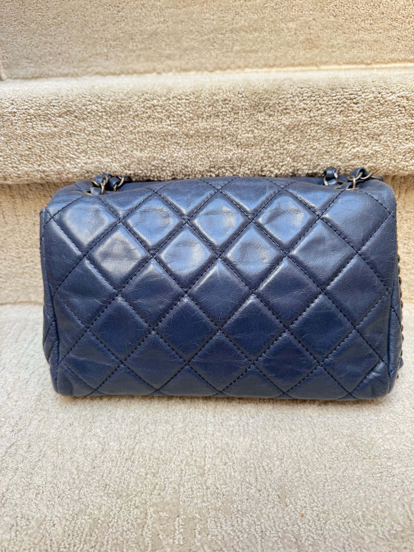 Chanel Navy Blue Easy Carry Quilted Flap bag in Blue