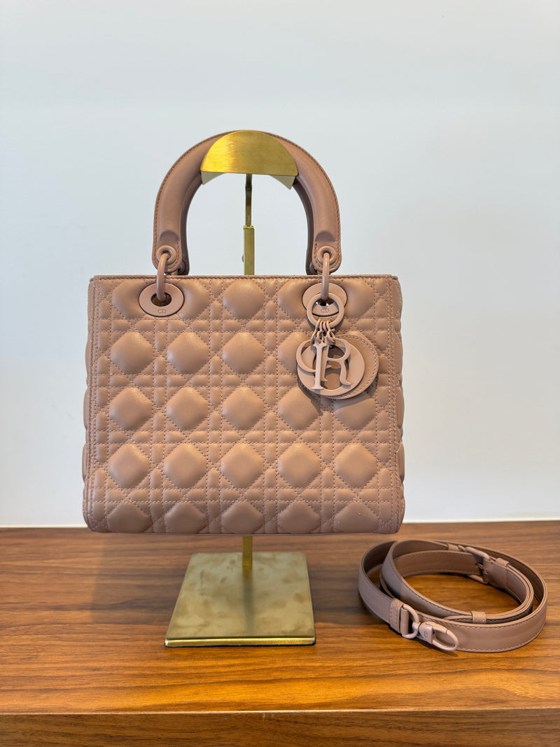 Dior Lady Dior Monochrome in Medium Size Beige Cannage Leather