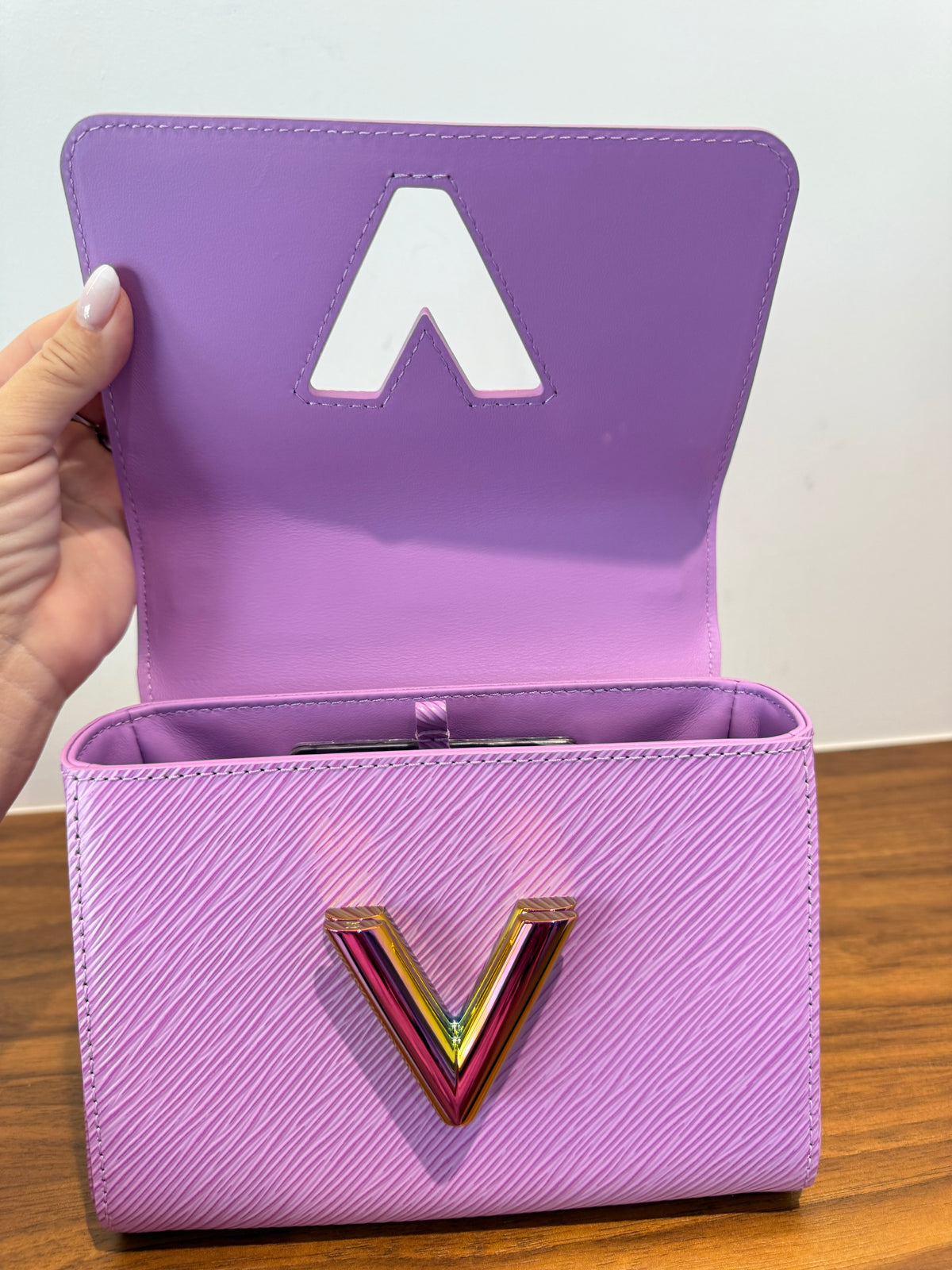 Louis Vuitton Twist PM in Wisteria Lilac Epi Leather with Iridescent LV Lock