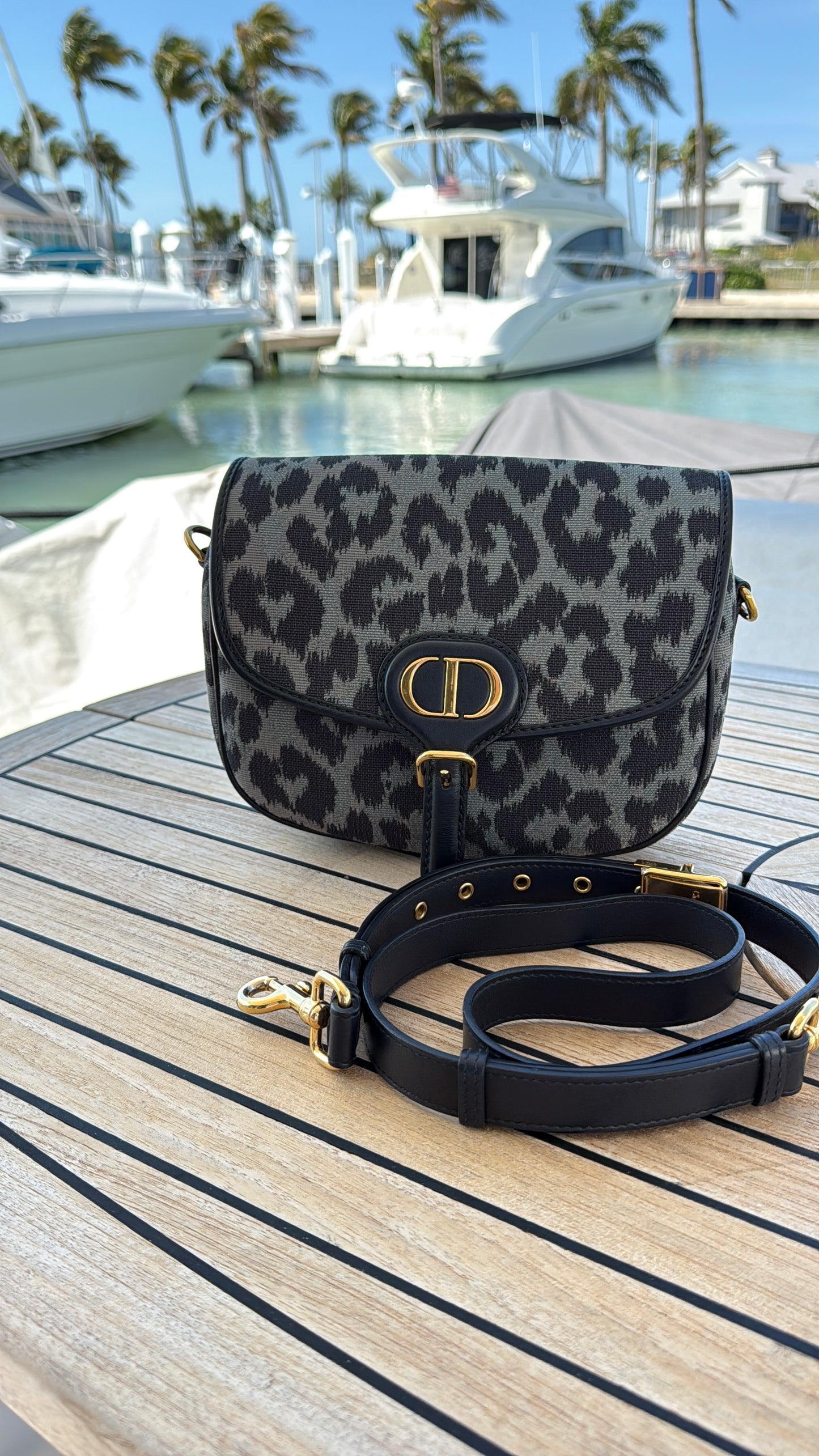 Dior Bobby Shoulder Bag in Grey Mizza Canvas with Black Leather Trim