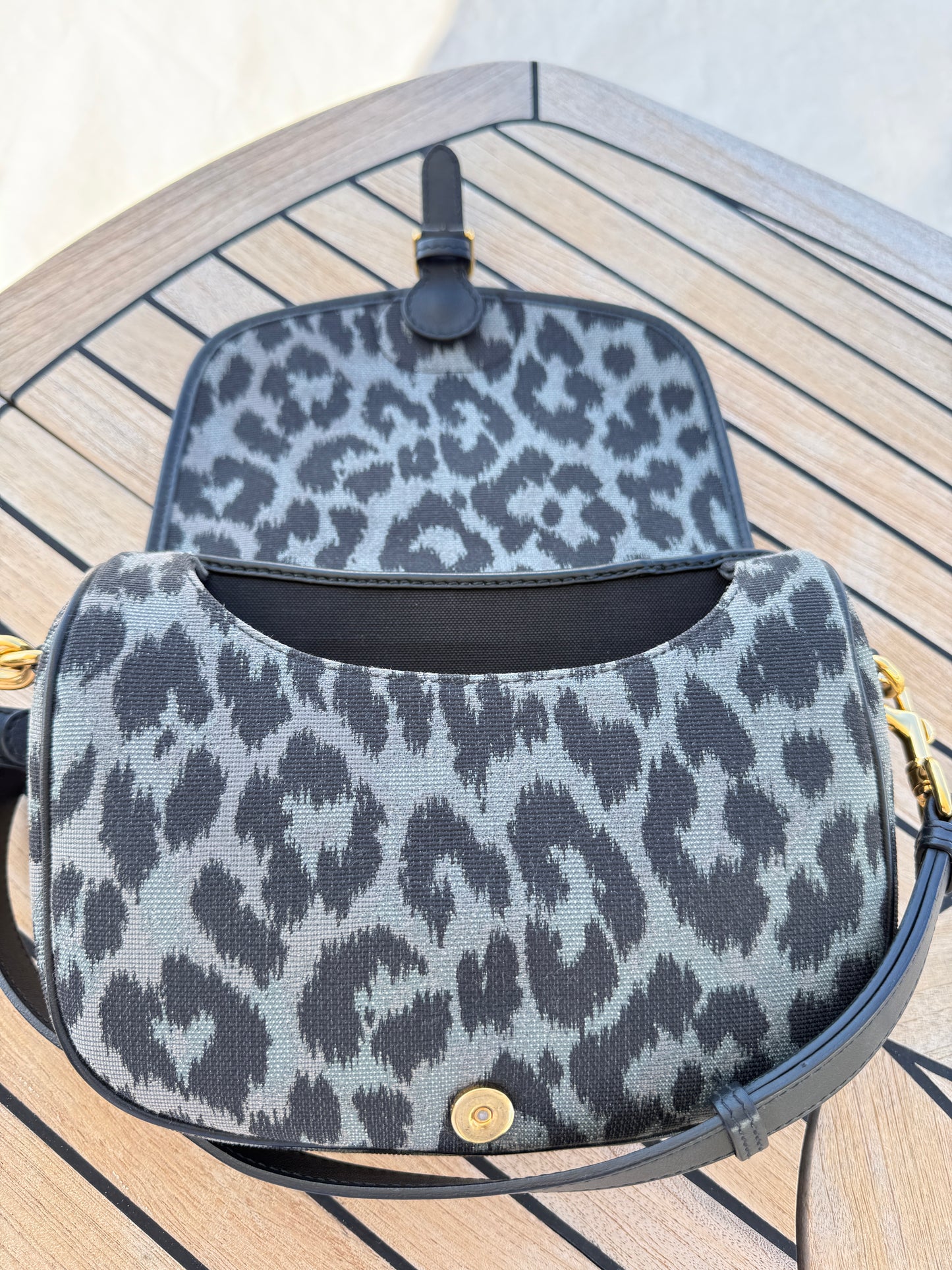 Dior Bobby Shoulder Bag in Grey Mizza Canvas with Black Leather Trim