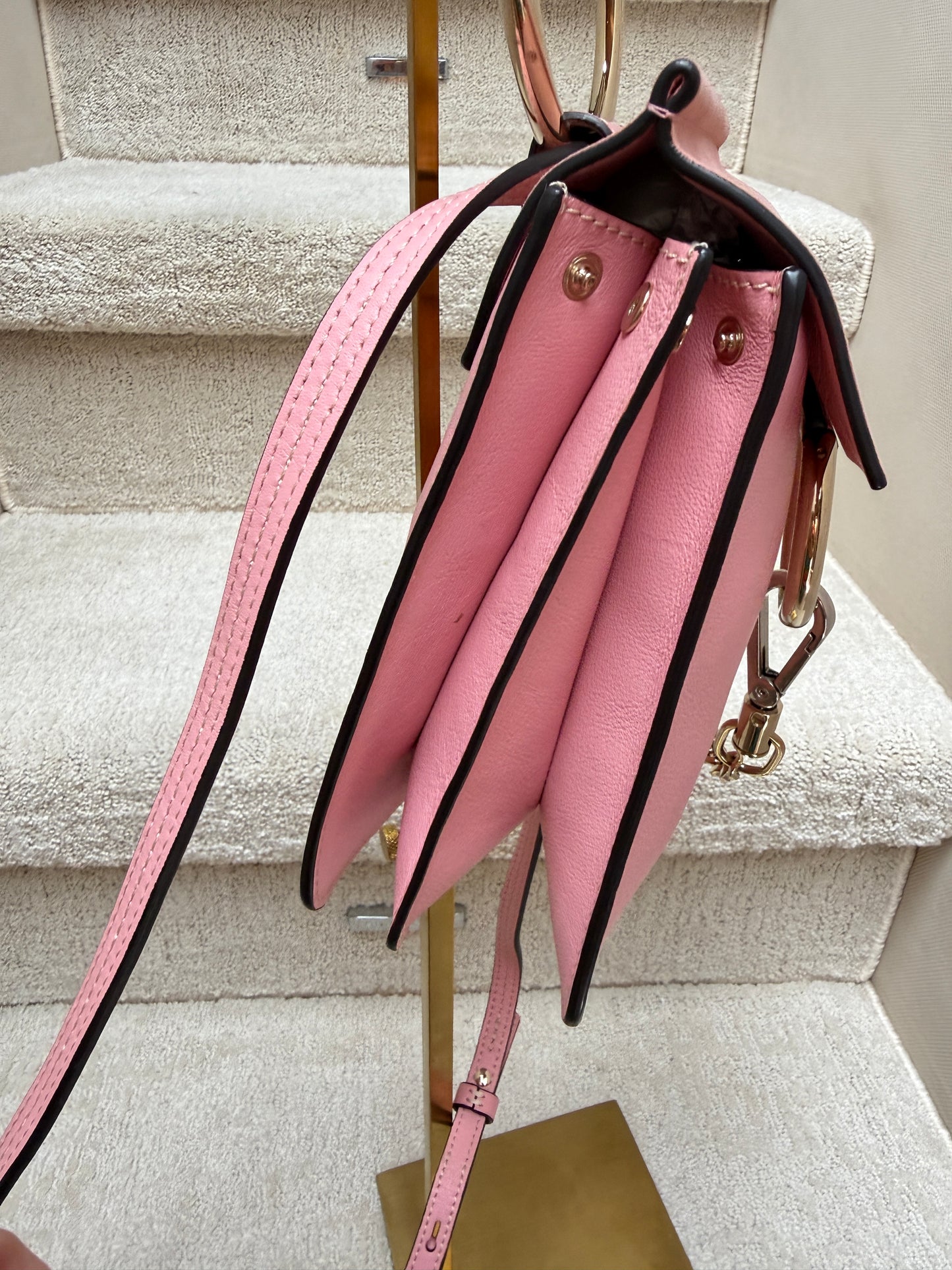 Chloe Suede Calfskin Mini Faye Bracelet Bag Pink Pre-Owned
