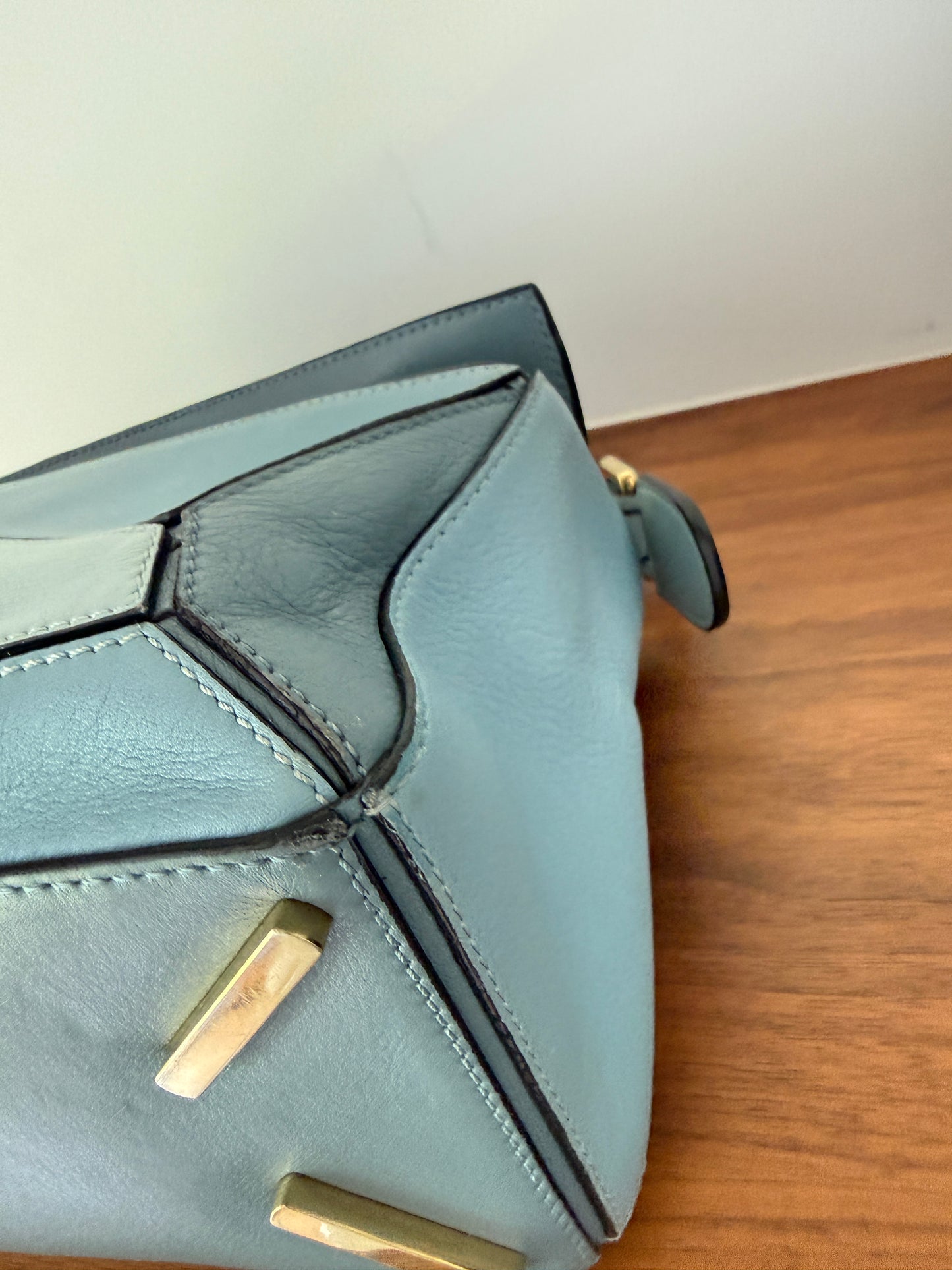 Loewe Grained Calfskin Small Puzzle Bag Multi-Blue Pre-Owned