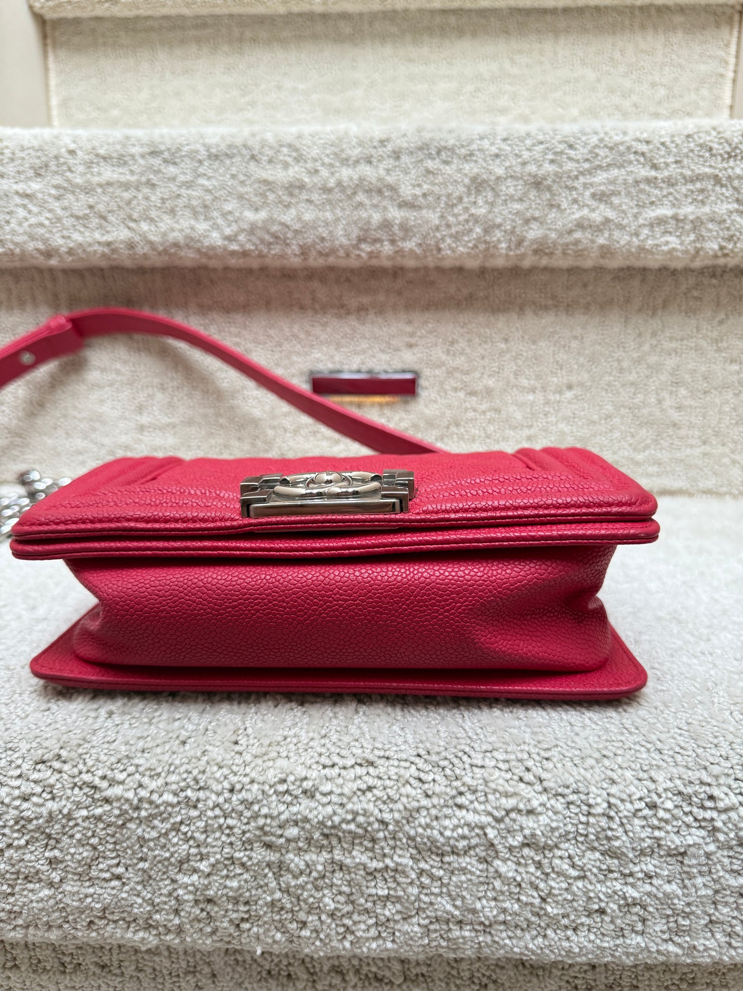 Chanel Boy Bag Small in Pink Caviar Leather Pre-Owned
