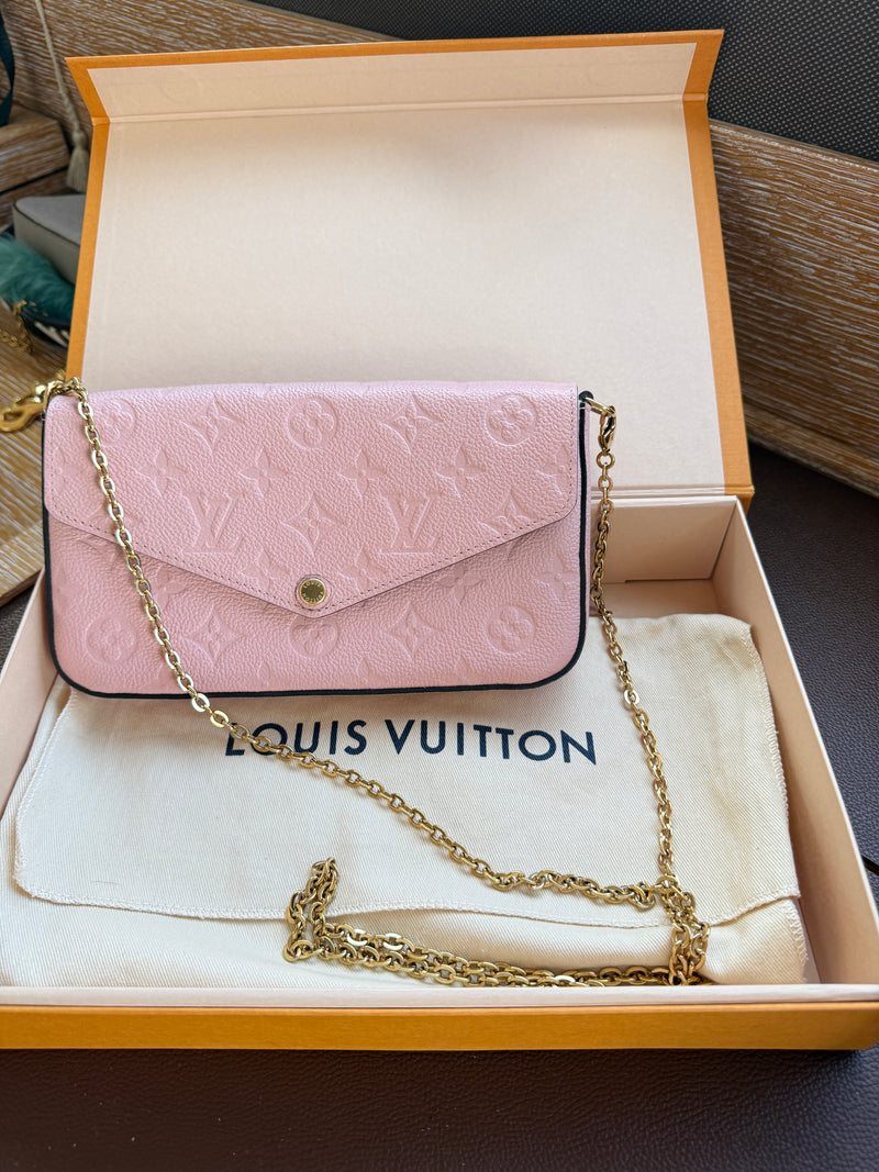 Louis Vuitton Empreinte Pochette Felicie Chain Wallet Rose Poudre Pre-Owned