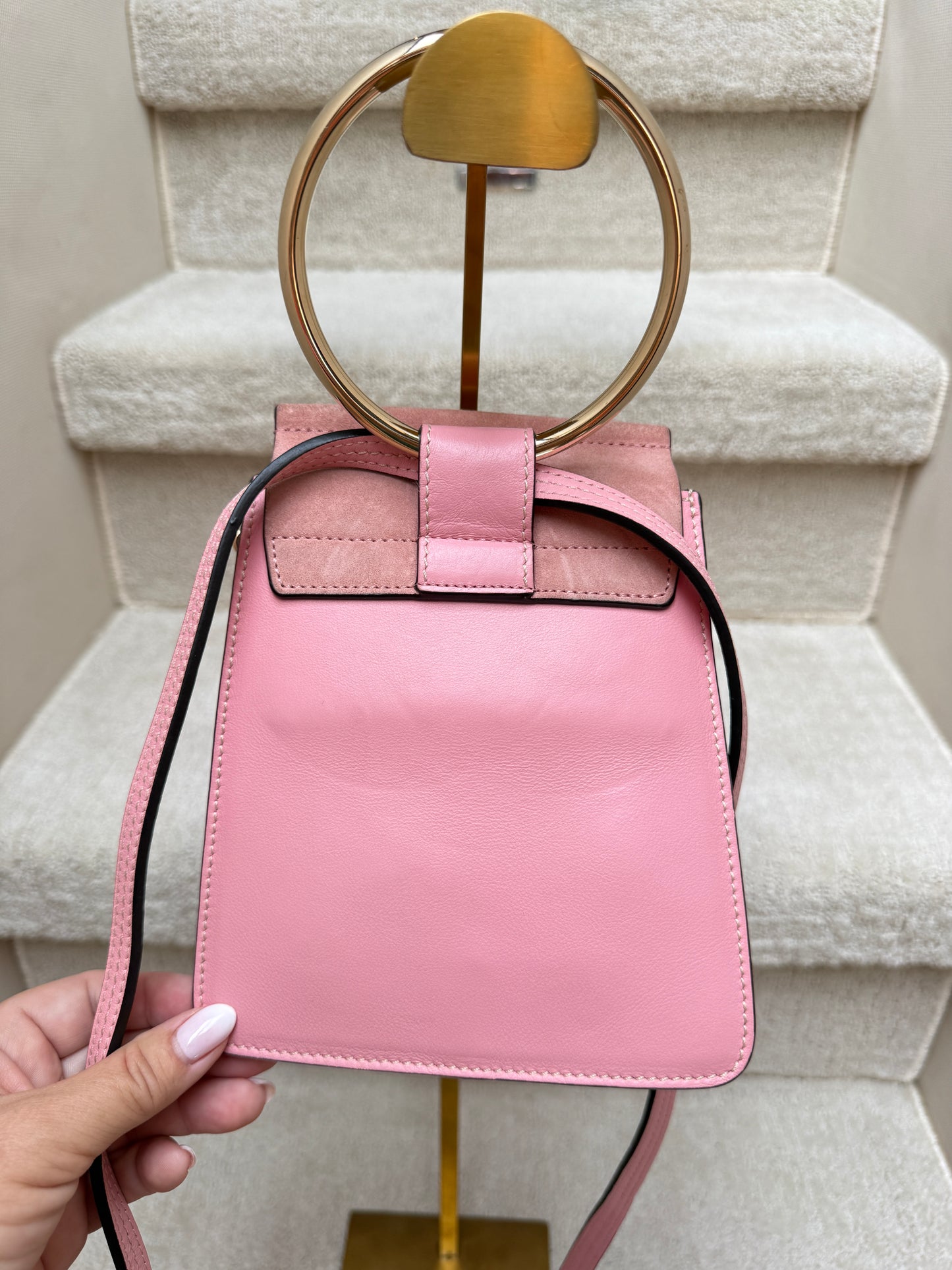 Chloe Suede Calfskin Mini Faye Bracelet Bag Pink Pre-Owned
