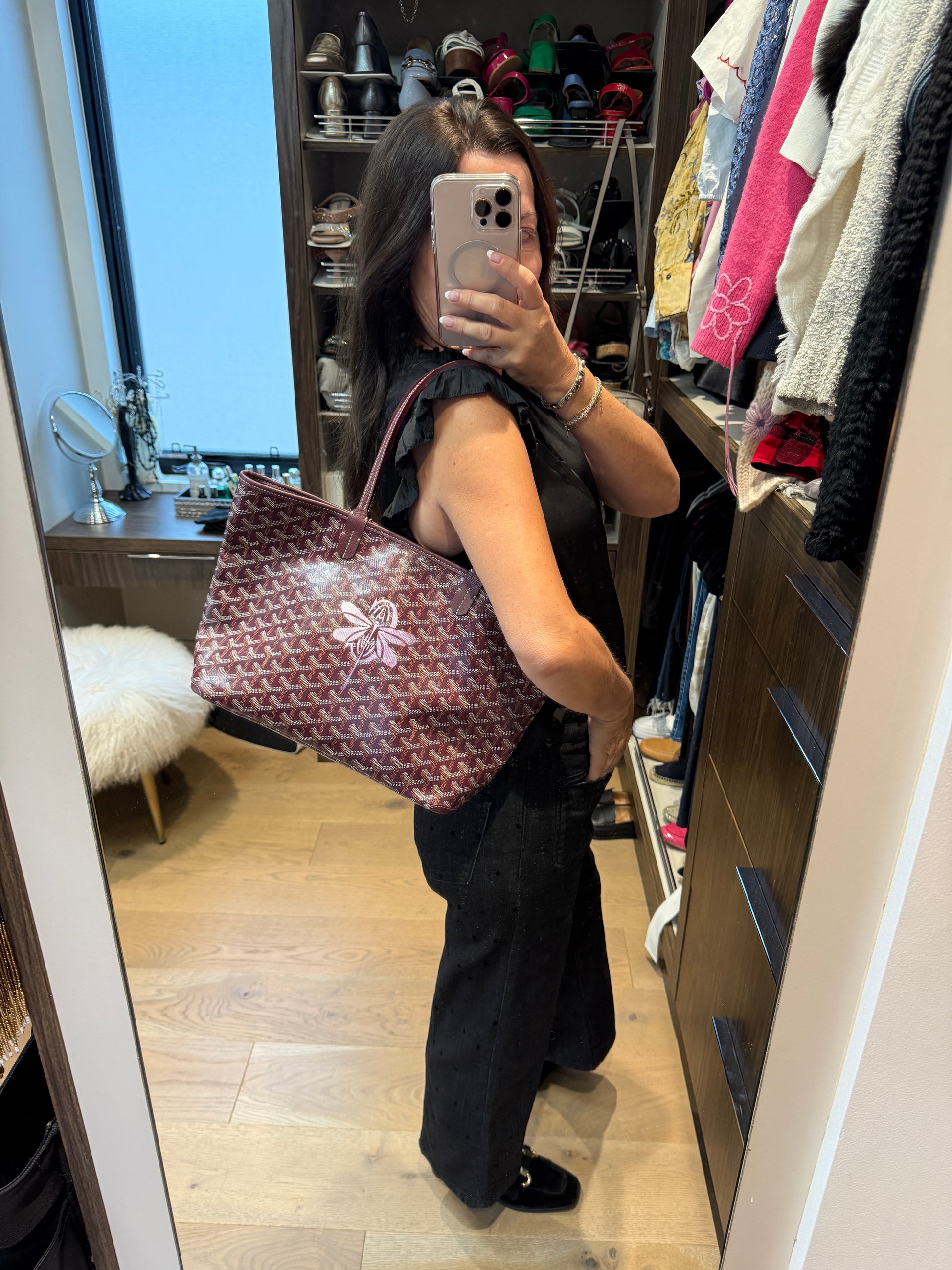 Goyard Artois PM Bordeau with Dragonfly Motif Limited Edition Purseonal Shopper