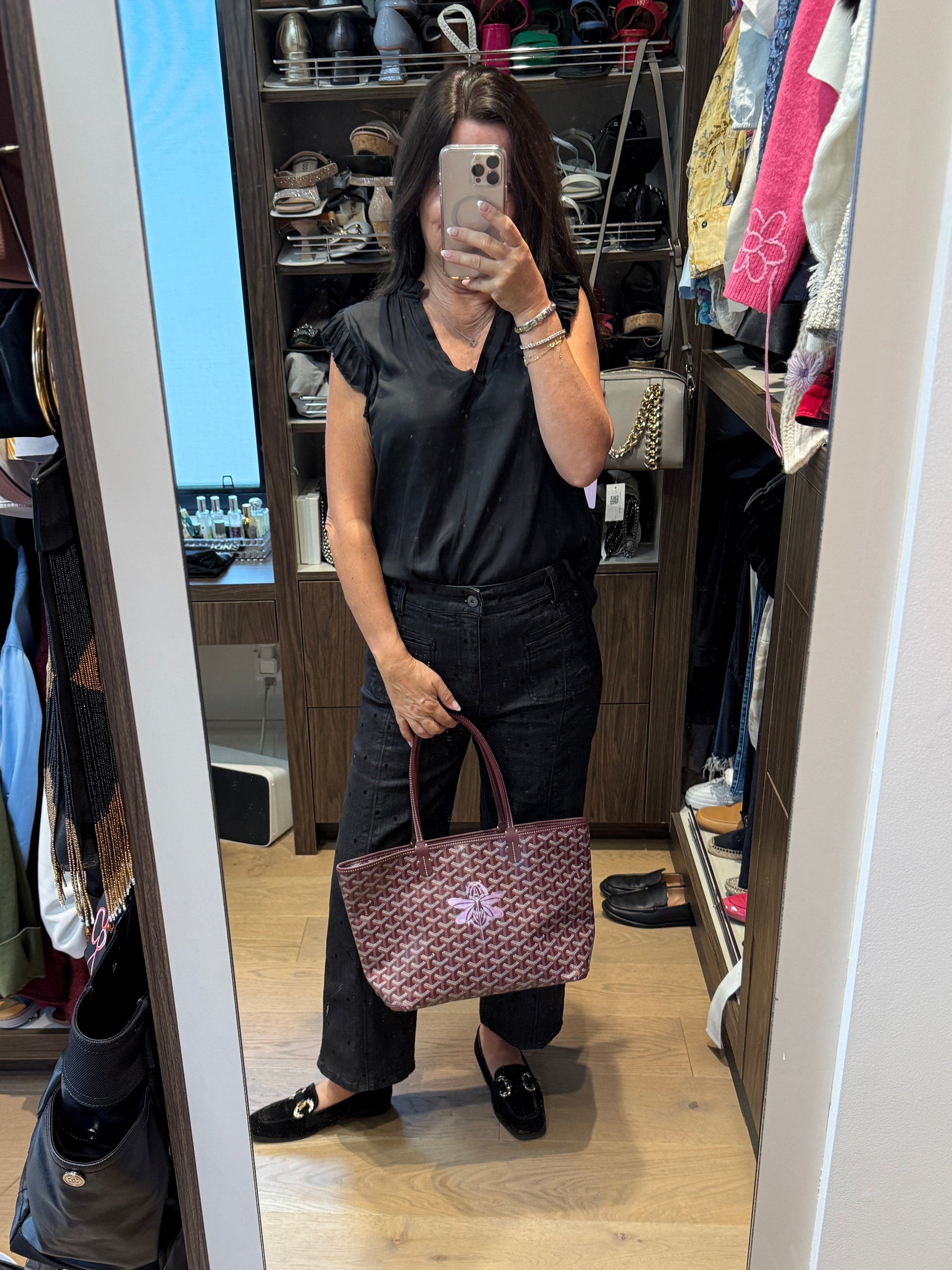 Authentic Goyard Artois PM in Burgundy front view preloved likenew luxury handbag from Purseonal Shopper