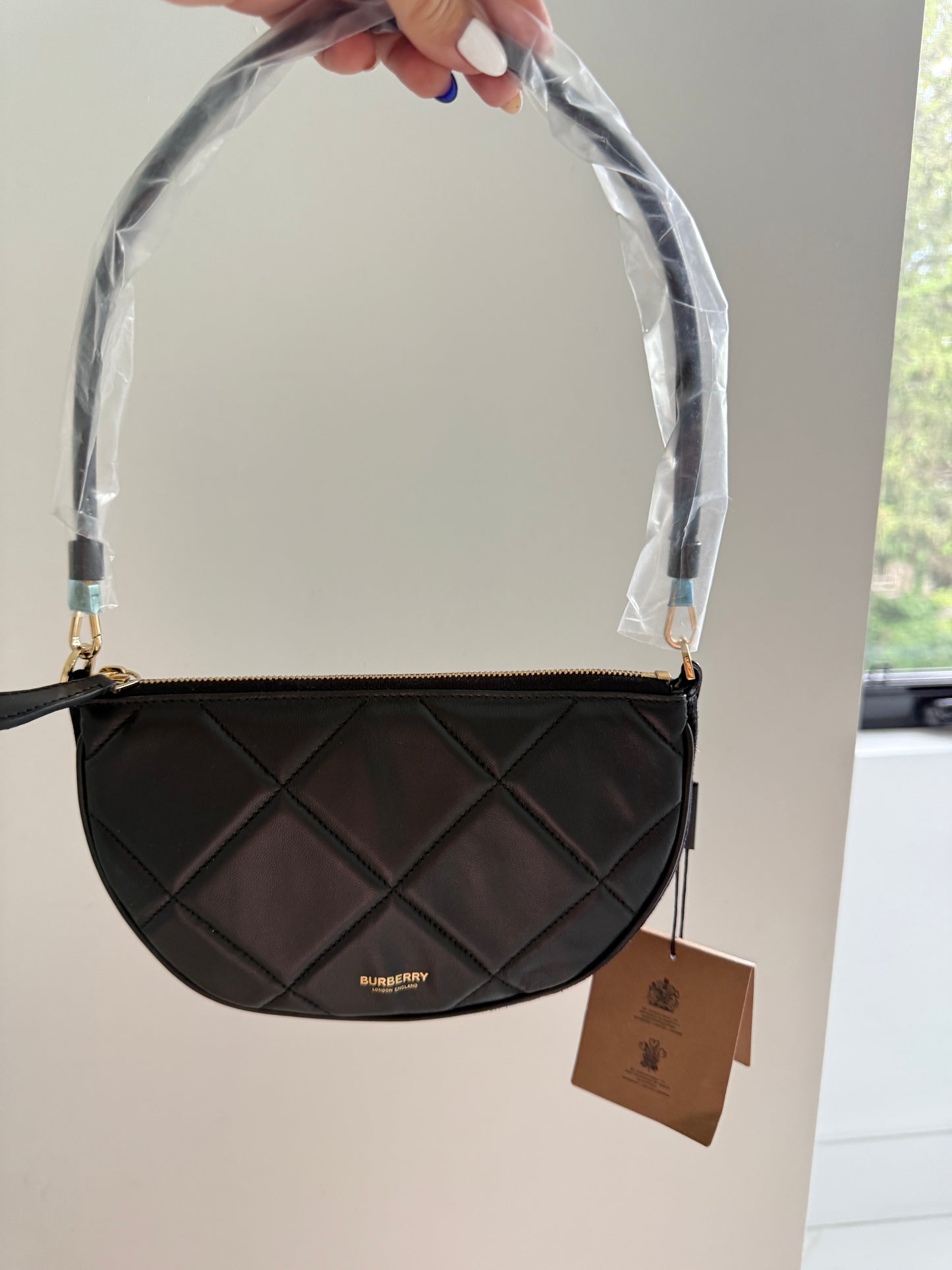 Burberry Olympia padded shoulder bag in Black Leather