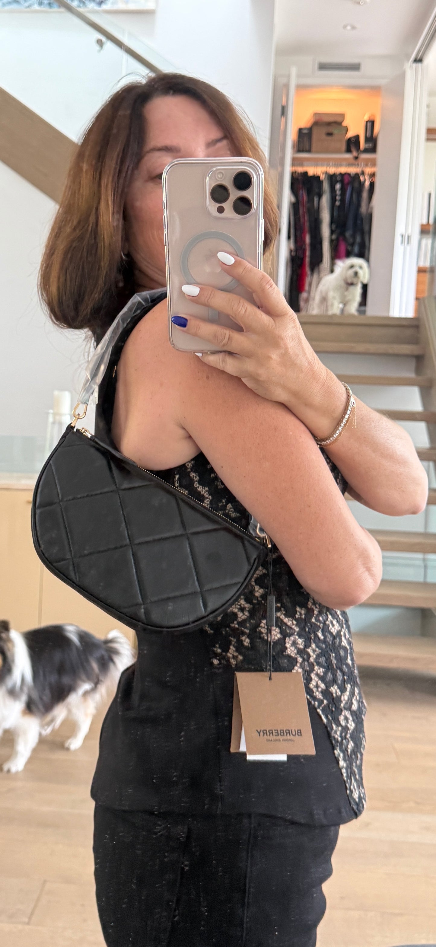 Burberry Olympia padded shoulder bag in Black Leather