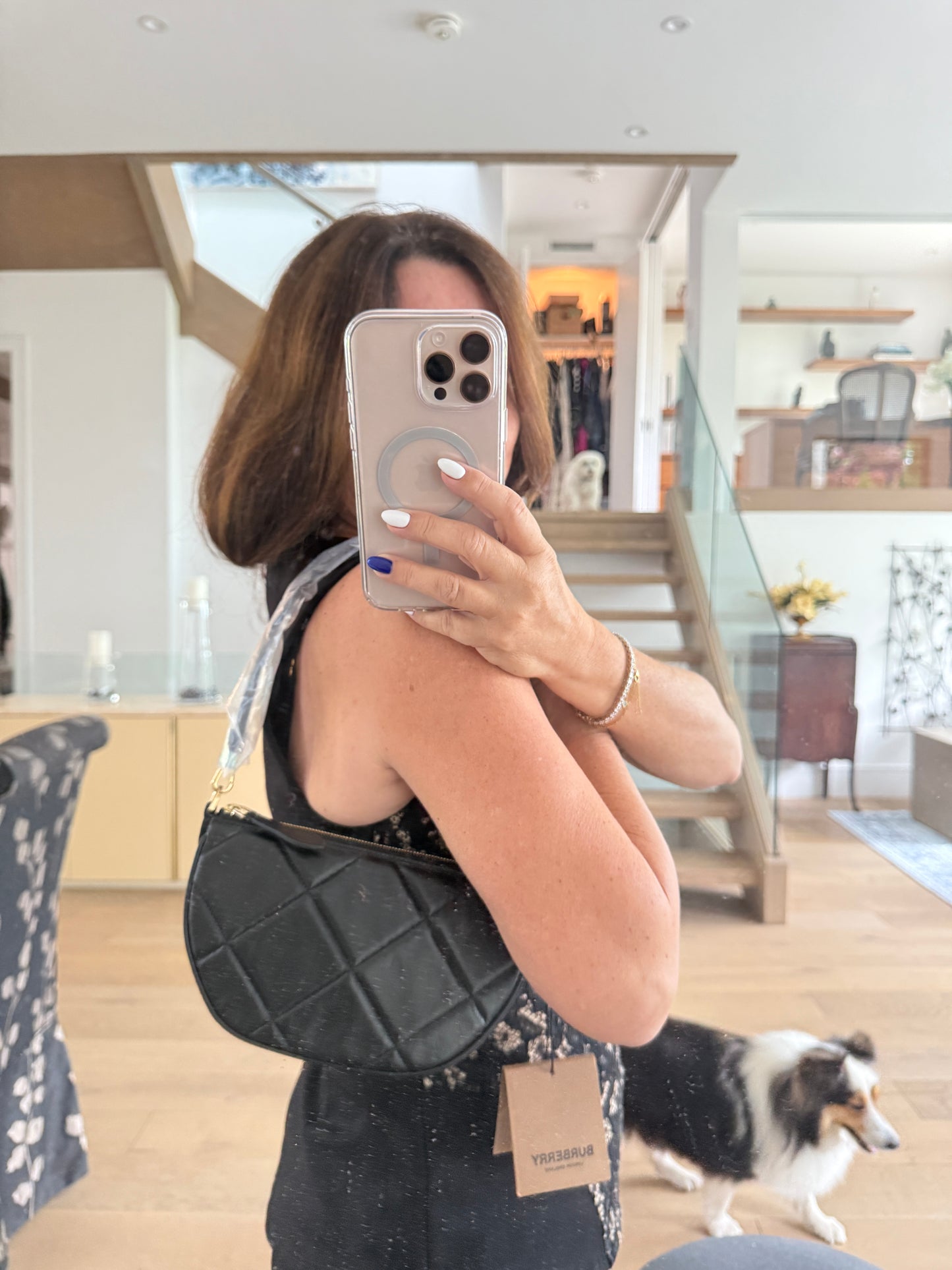 Burberry Olympia padded shoulder bag in Black Leather