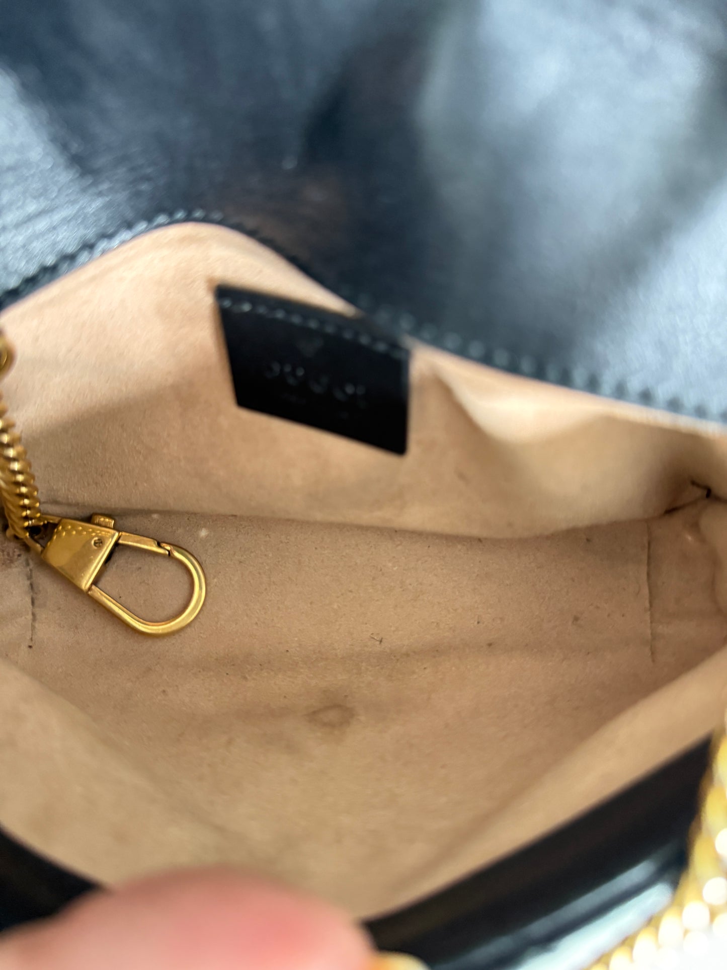 Gucci Calfskin Matelasse Super Mini GG Marmont Shoulder Bag Black