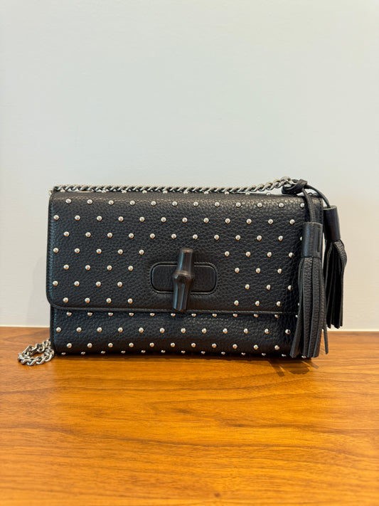 Gucci Studded Miss Bamboo Shoulder Bag in Medium