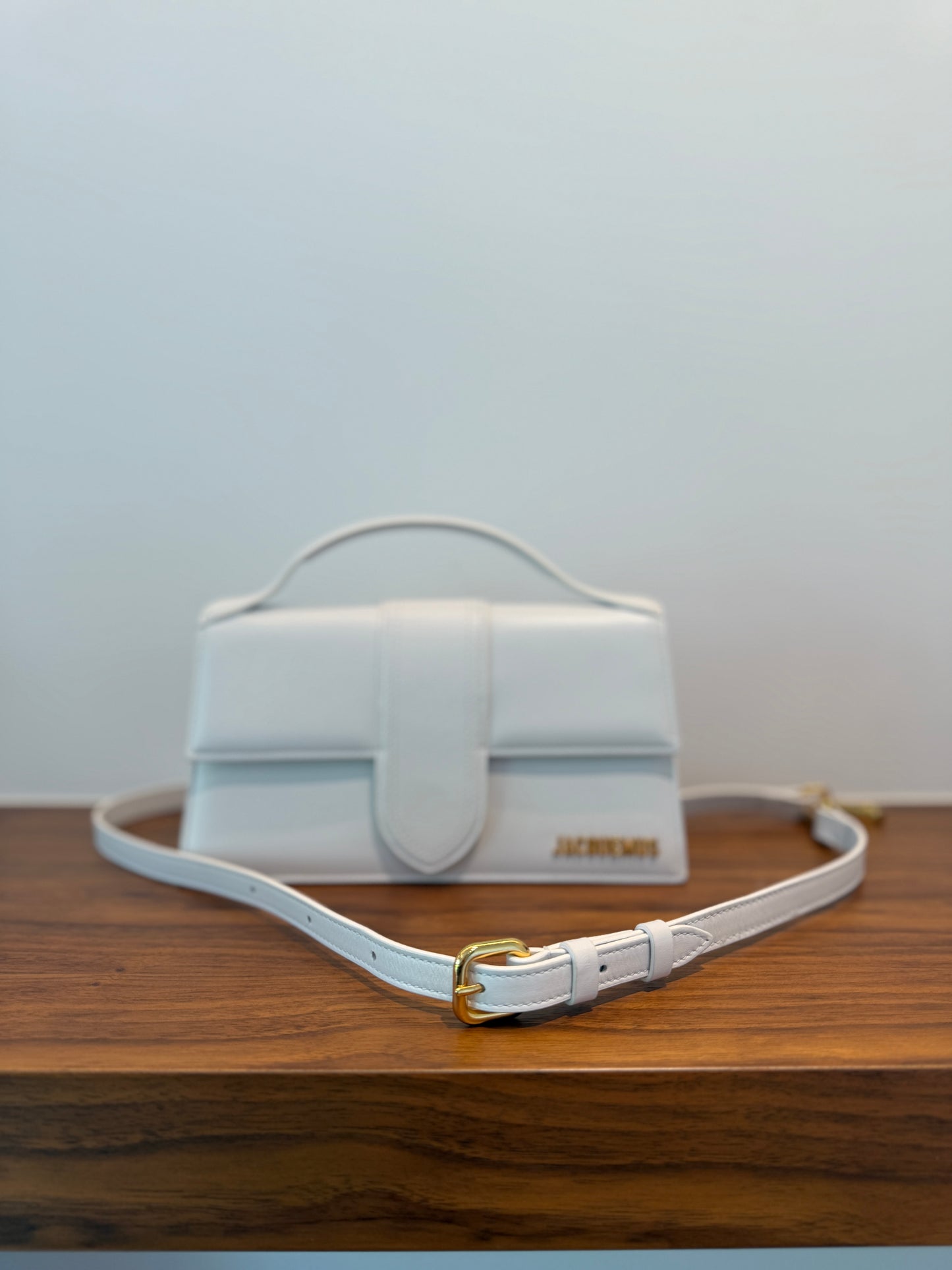 Jacquemus White Leather Le Grand Bambino with Strap