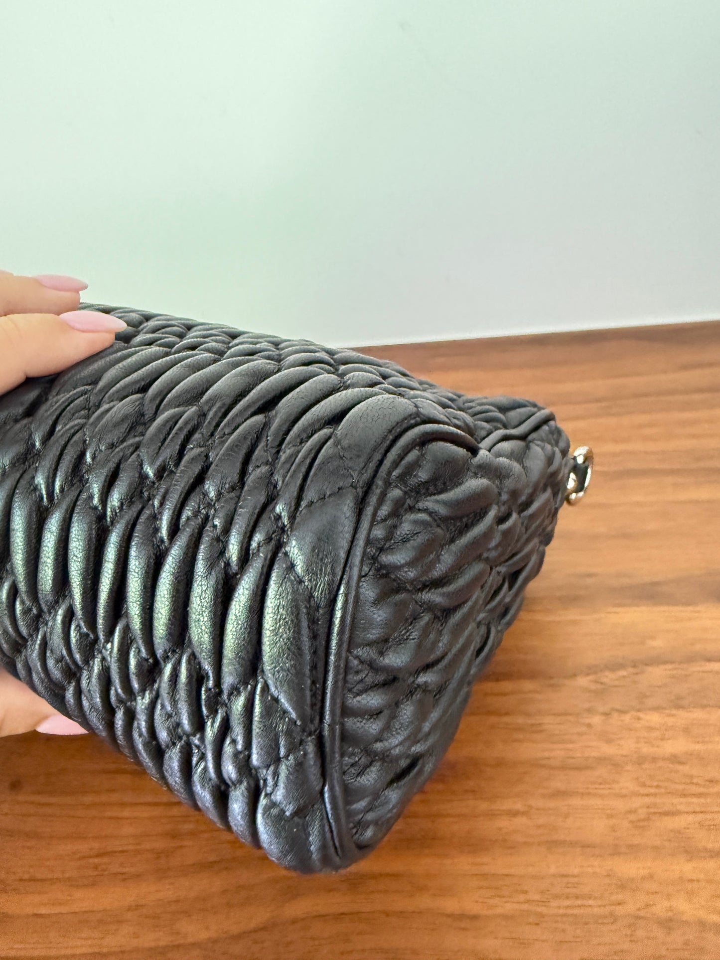 Miu Miu Matelasse Nappa Leather Clutch in Black