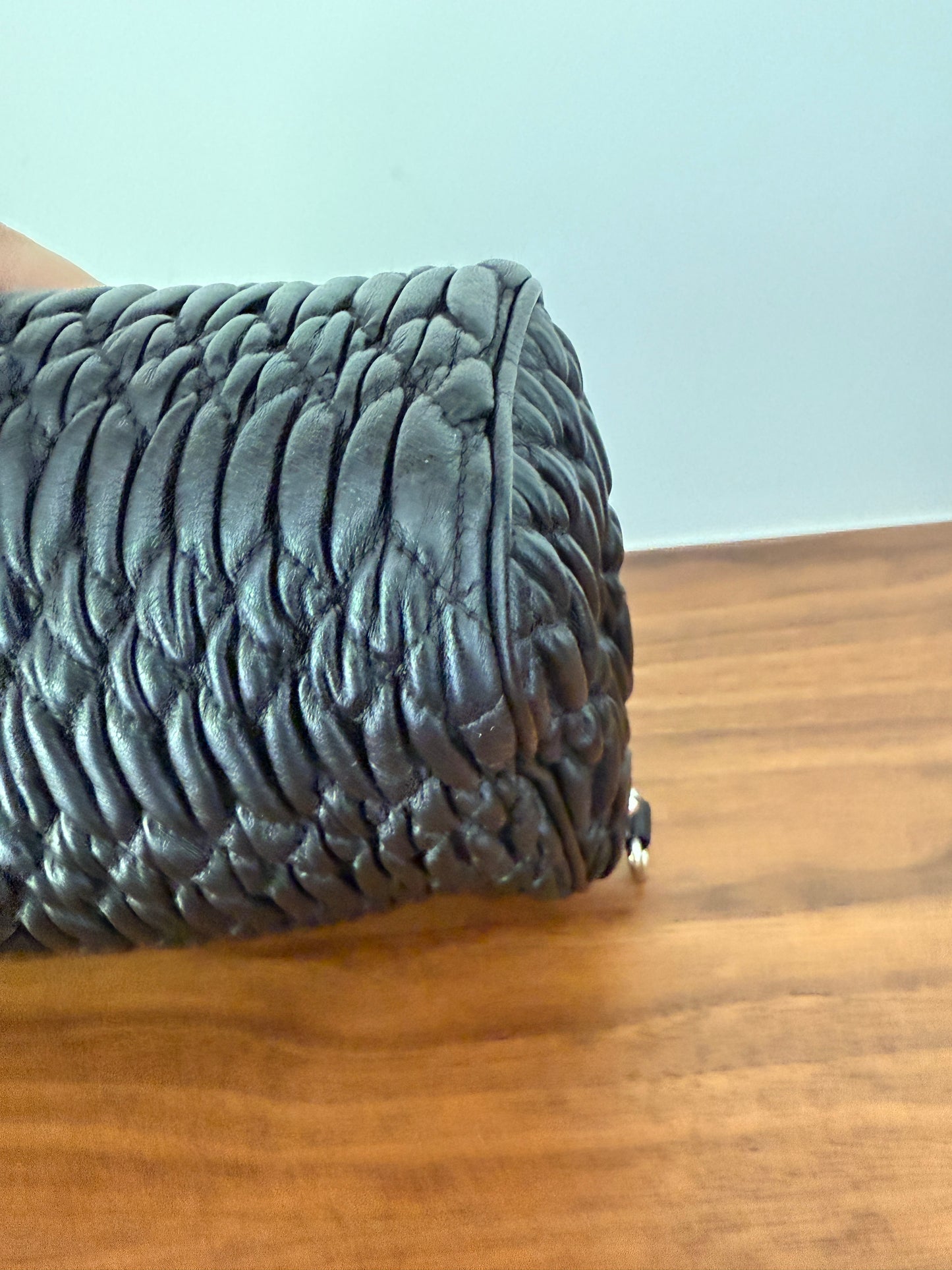 Miu Miu Matelasse Nappa Leather Clutch in Black
