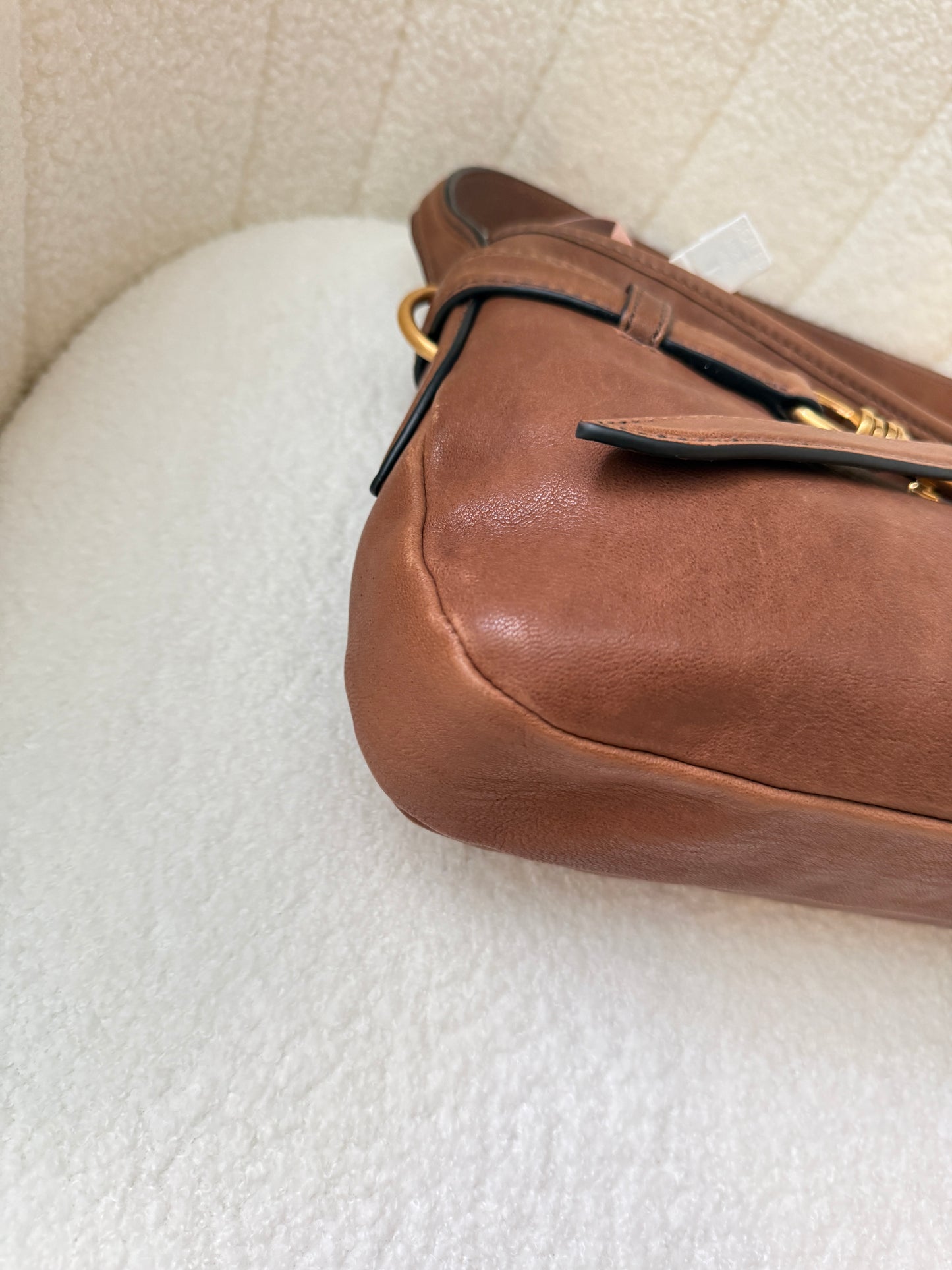 Miu Miu Adventure Shoulder Bag in Nappa Brown Leather Pre-Owned
