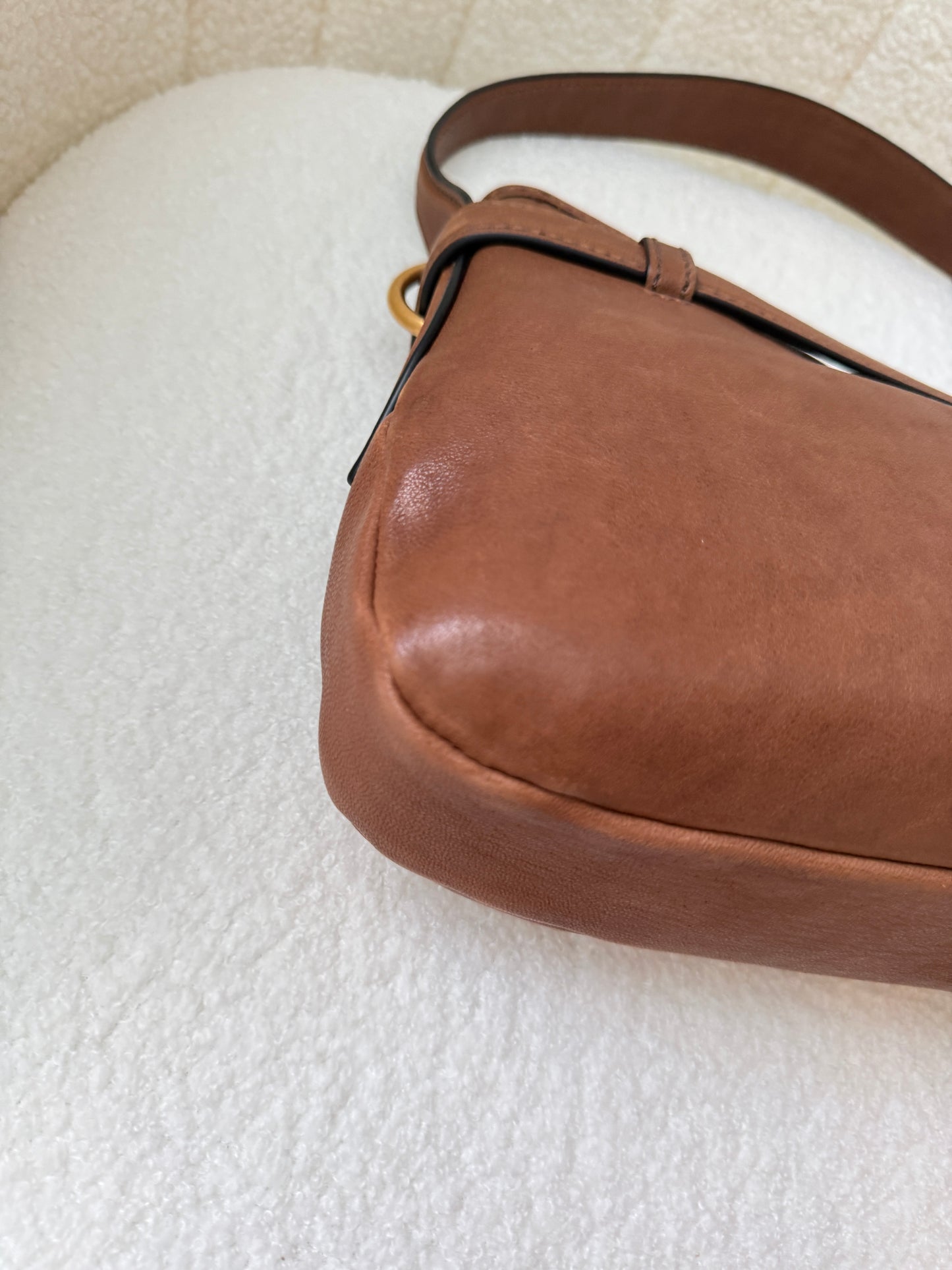 Miu Miu Adventure Shoulder Bag in Nappa Brown Leather Pre-Owned