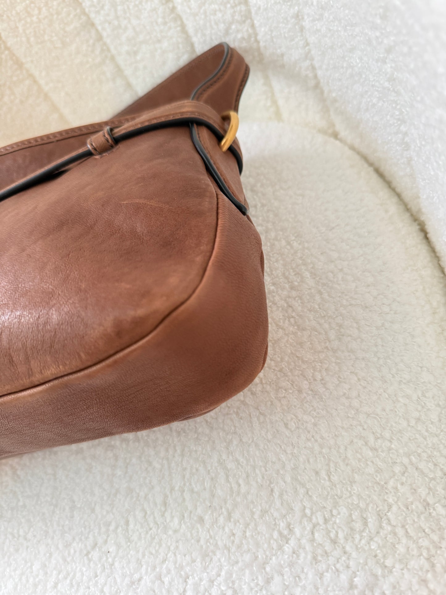 Miu Miu Adventure Shoulder Bag in Nappa Brown Leather Pre-Owned