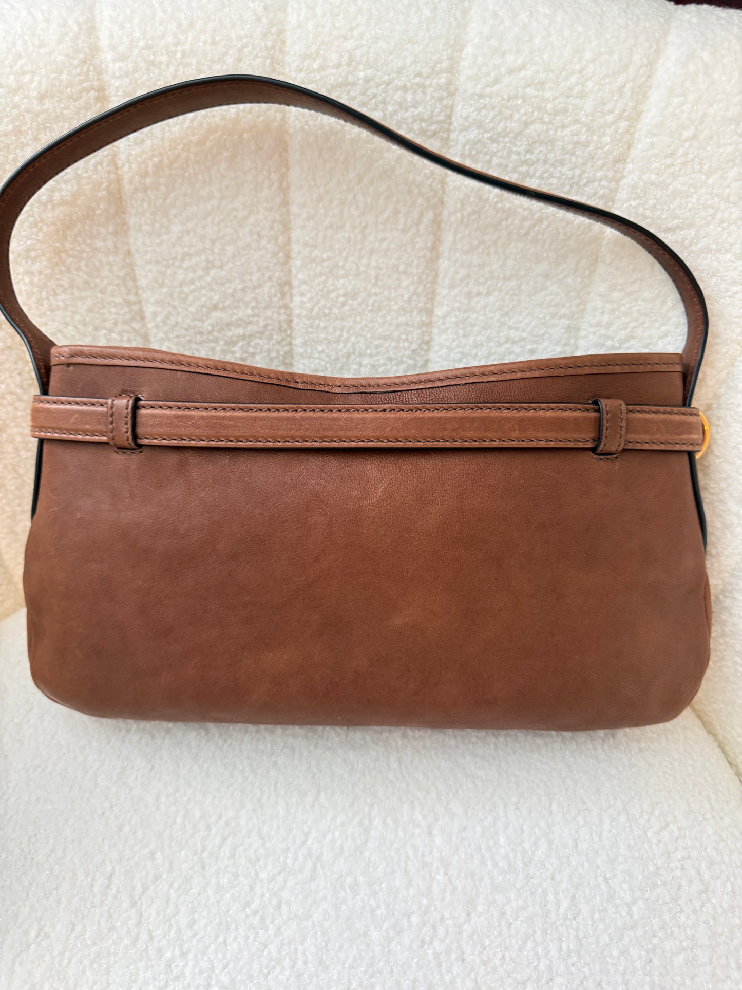 Miu Miu Adventure Shoulder Bag in Nappa Brown Leather Pre-Owned