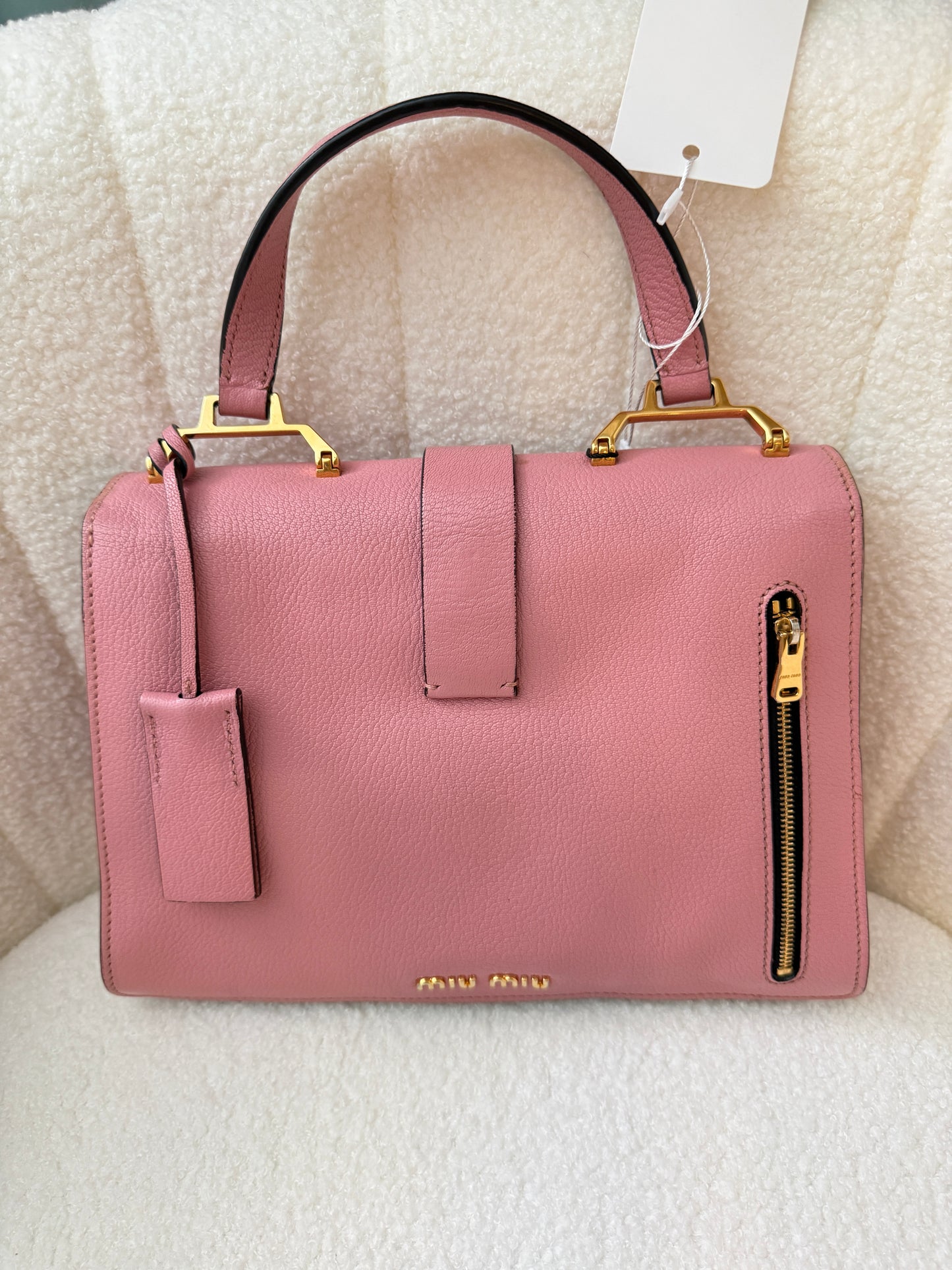Miu Miu Madras Handbag in Pink Leather Pre-Owned