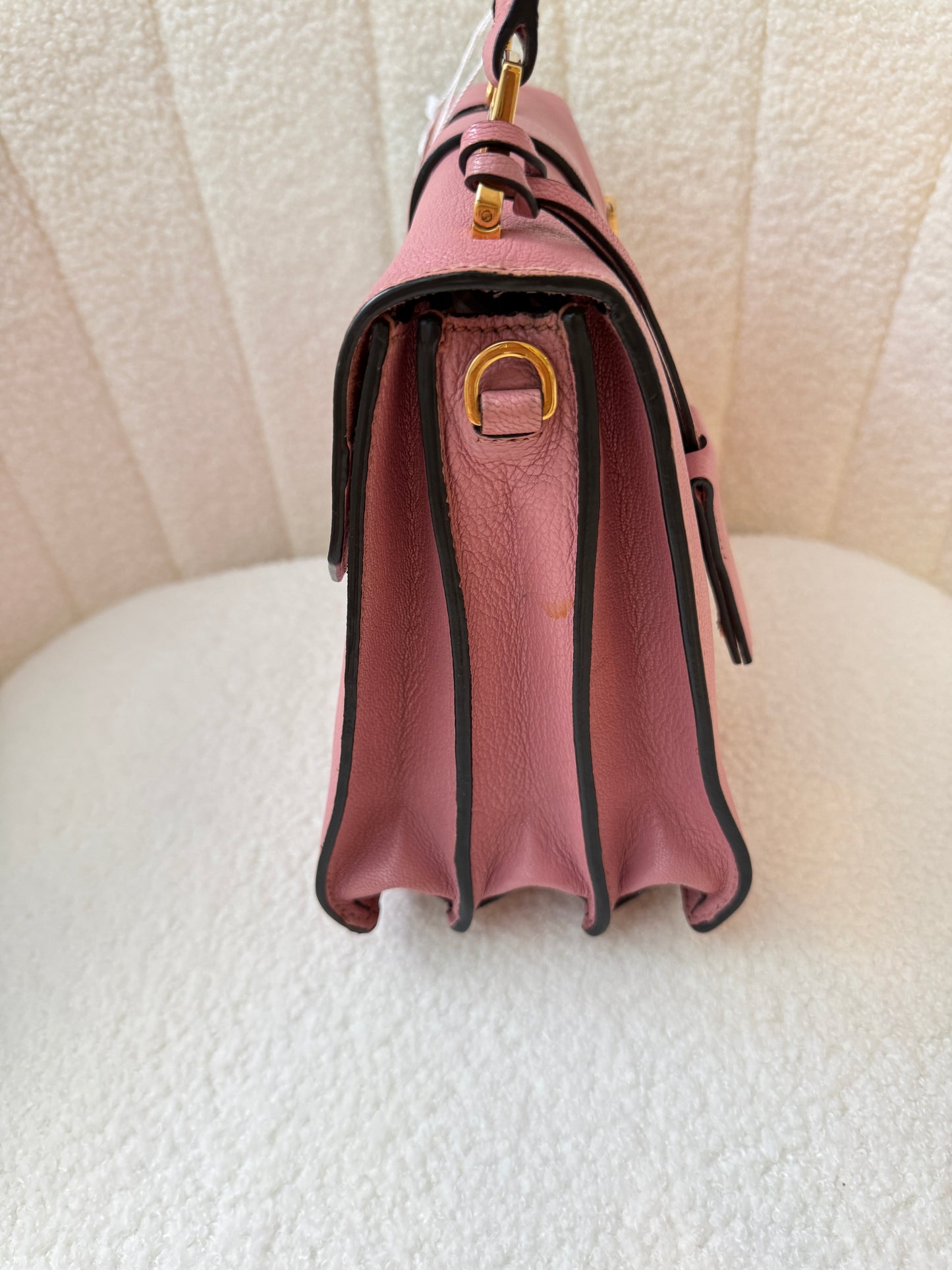 Miu Miu Madras Handbag in Pink Leather Pre-Owned