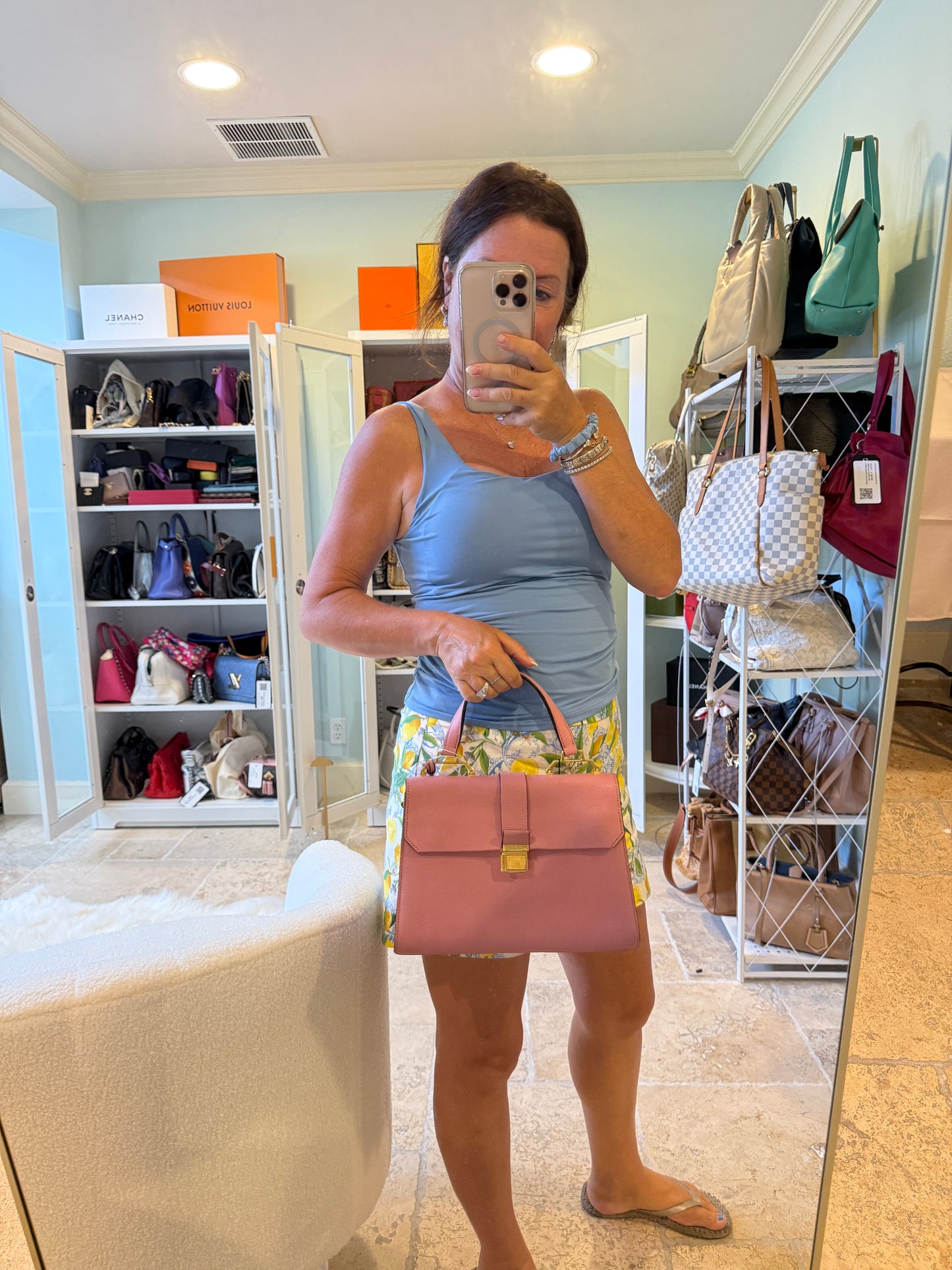 Miu Miu Madras Handbag in Pink Leather Pre-Owned