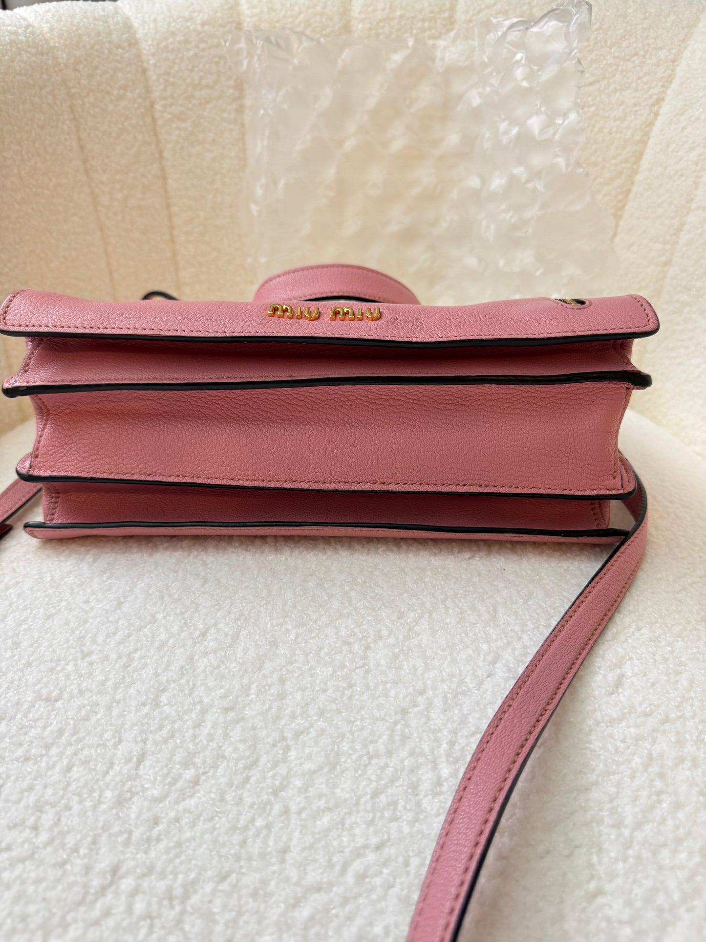 Miu Miu Madras Handbag in Pink Leather Pre-Owned
