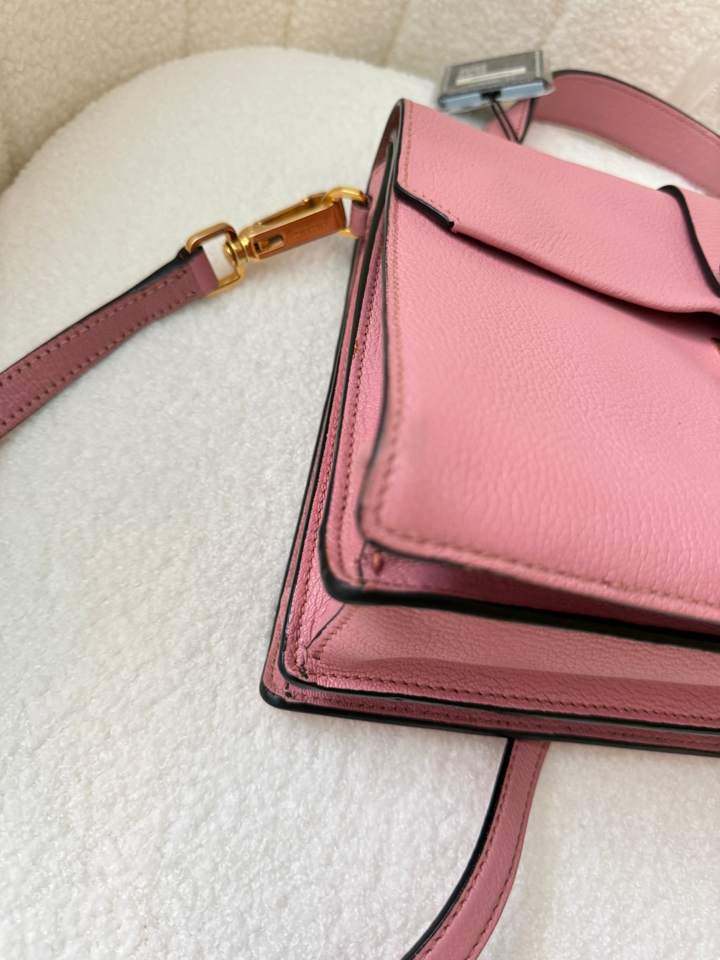 Miu Miu Madras Handbag in Pink Leather Pre-Owned