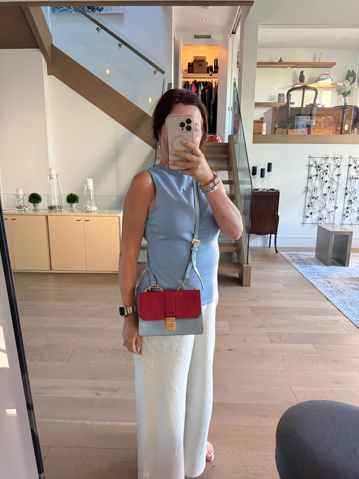 Miu Miu Two Colour Madras Leather Flap Shoulder Bag Pre-Owned