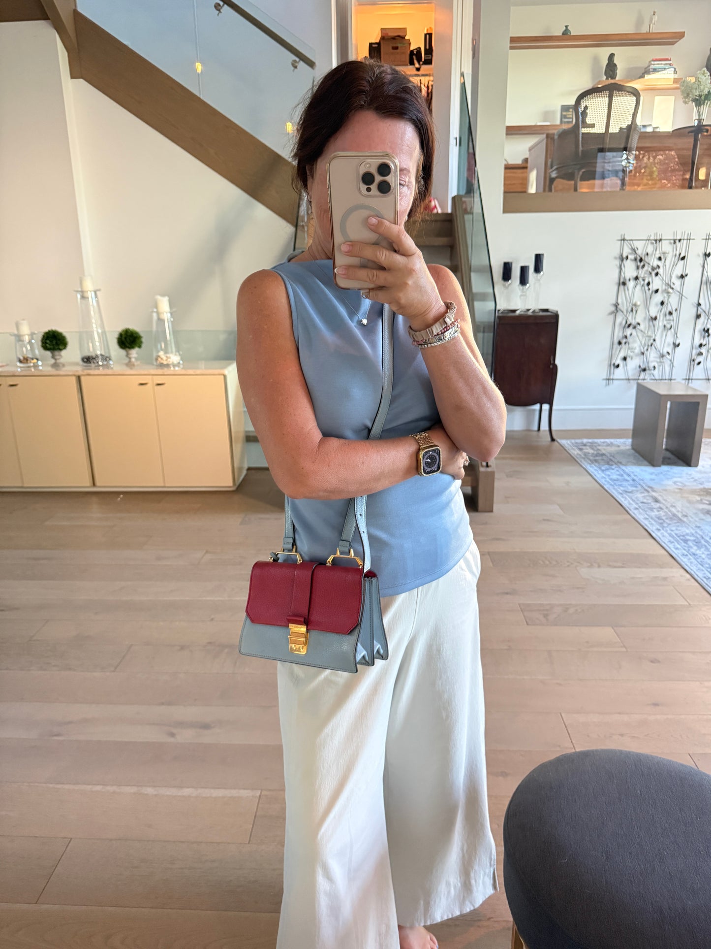 Miu Miu Two Colour Madras Leather Flap Shoulder Bag Pre-Owned