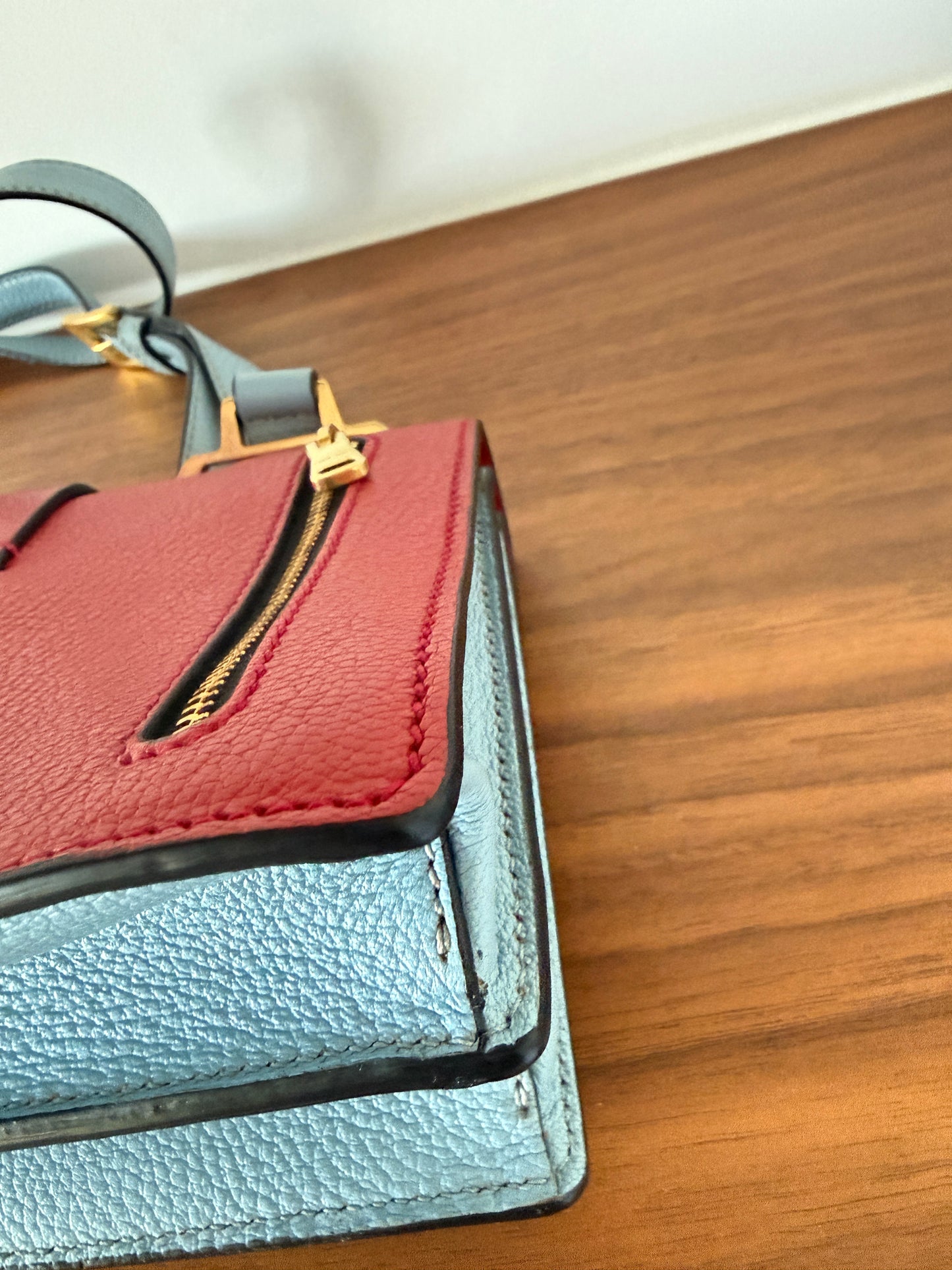 Miu Miu Two Colour Madras Leather Flap Shoulder Bag Pre-Owned