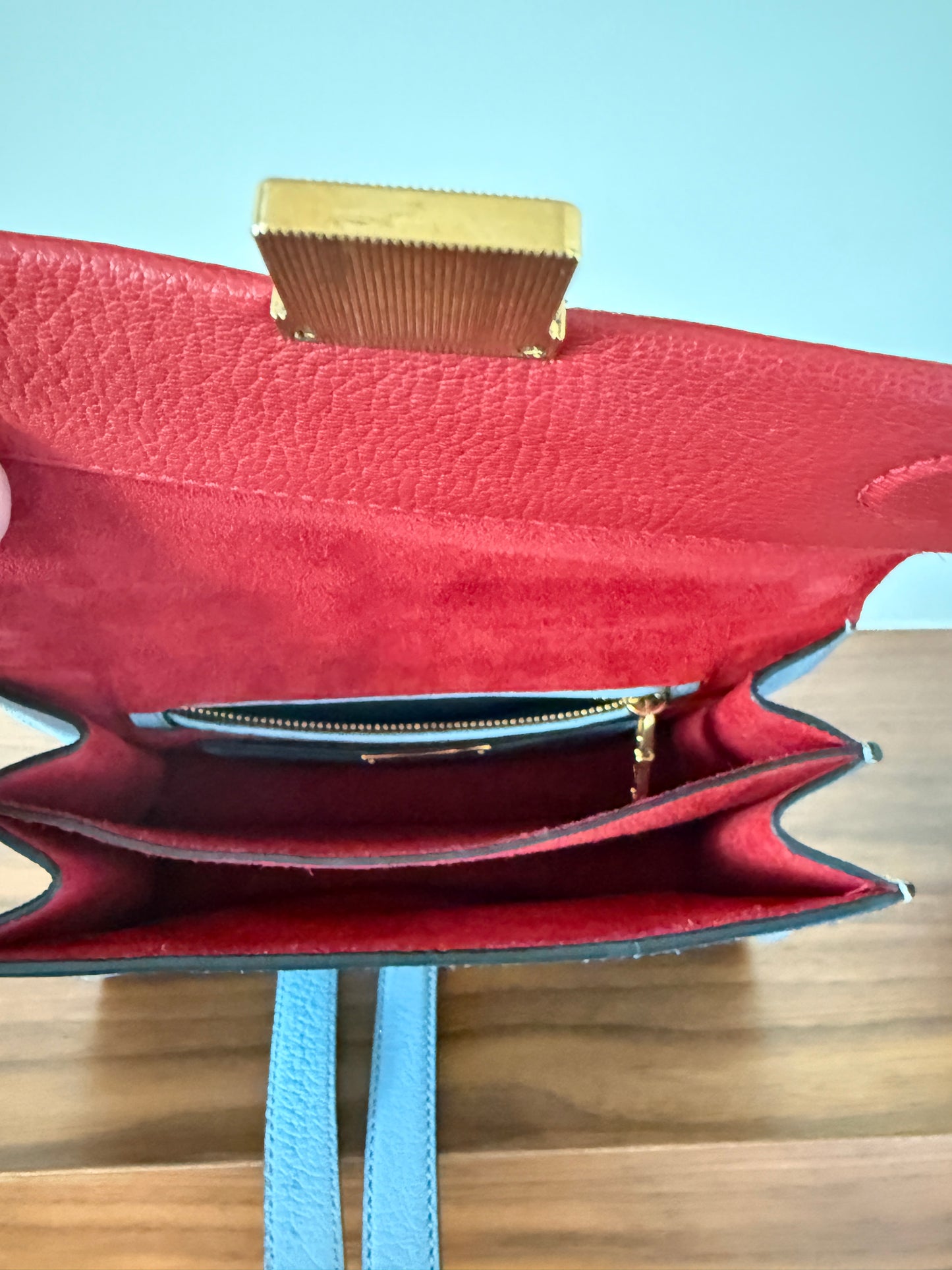 Miu Miu Two Colour Madras Leather Flap Shoulder Bag Pre-Owned