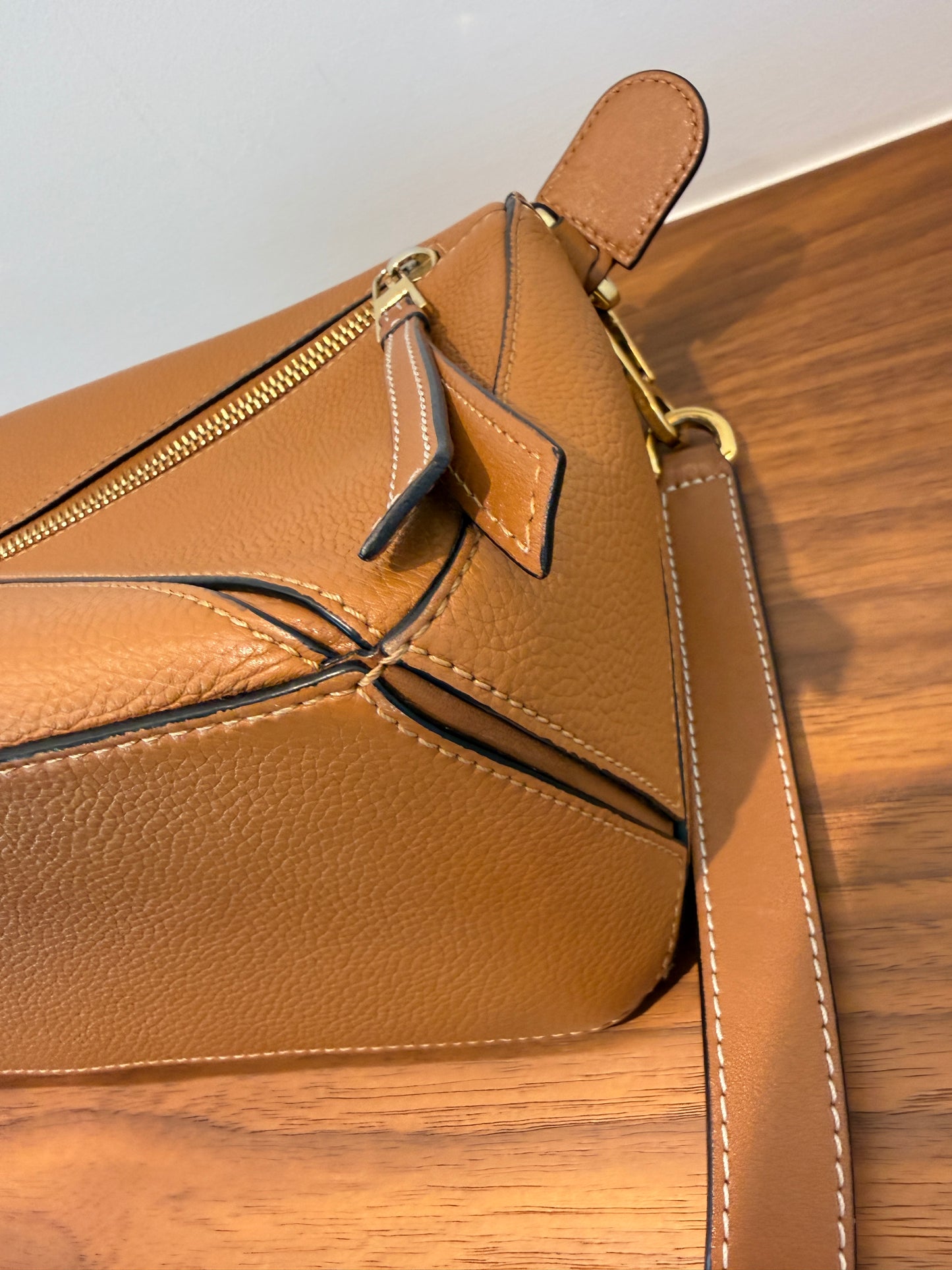 Loewe Grained Calfskin Small Puzzle Bag Camel Pre-Owned