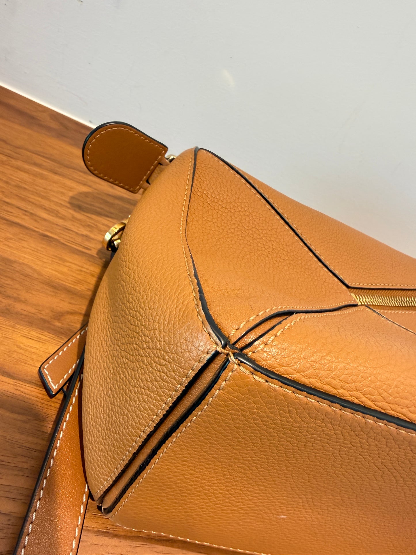 Loewe Grained Calfskin Small Puzzle Bag Camel Pre-Owned