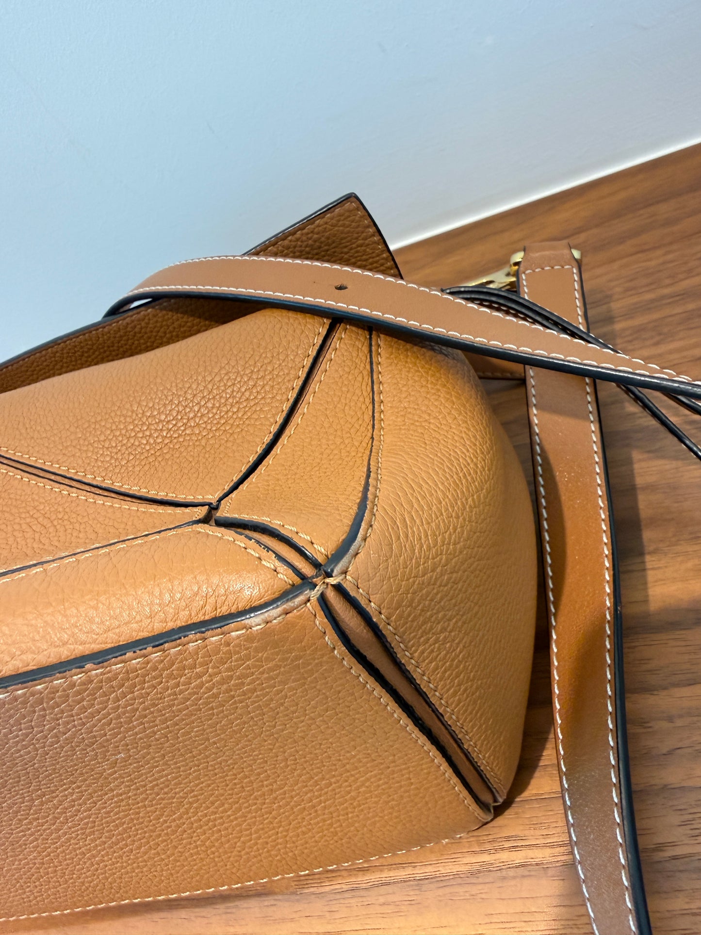 Loewe Grained Calfskin Small Puzzle Bag Camel Pre-Owned
