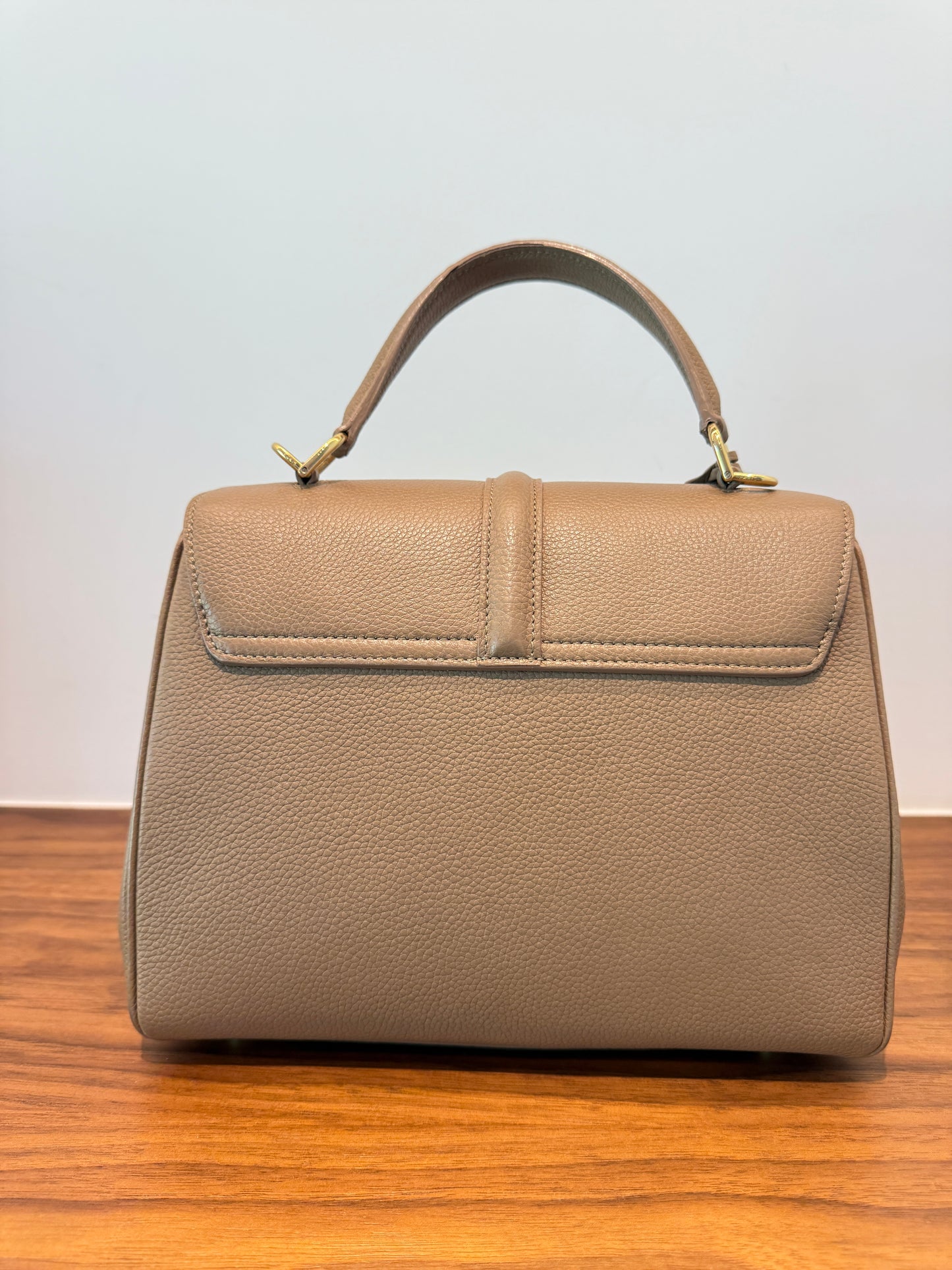 Celine Calfskin Small 16 Top Handle Bag in Beige Pre-Owned