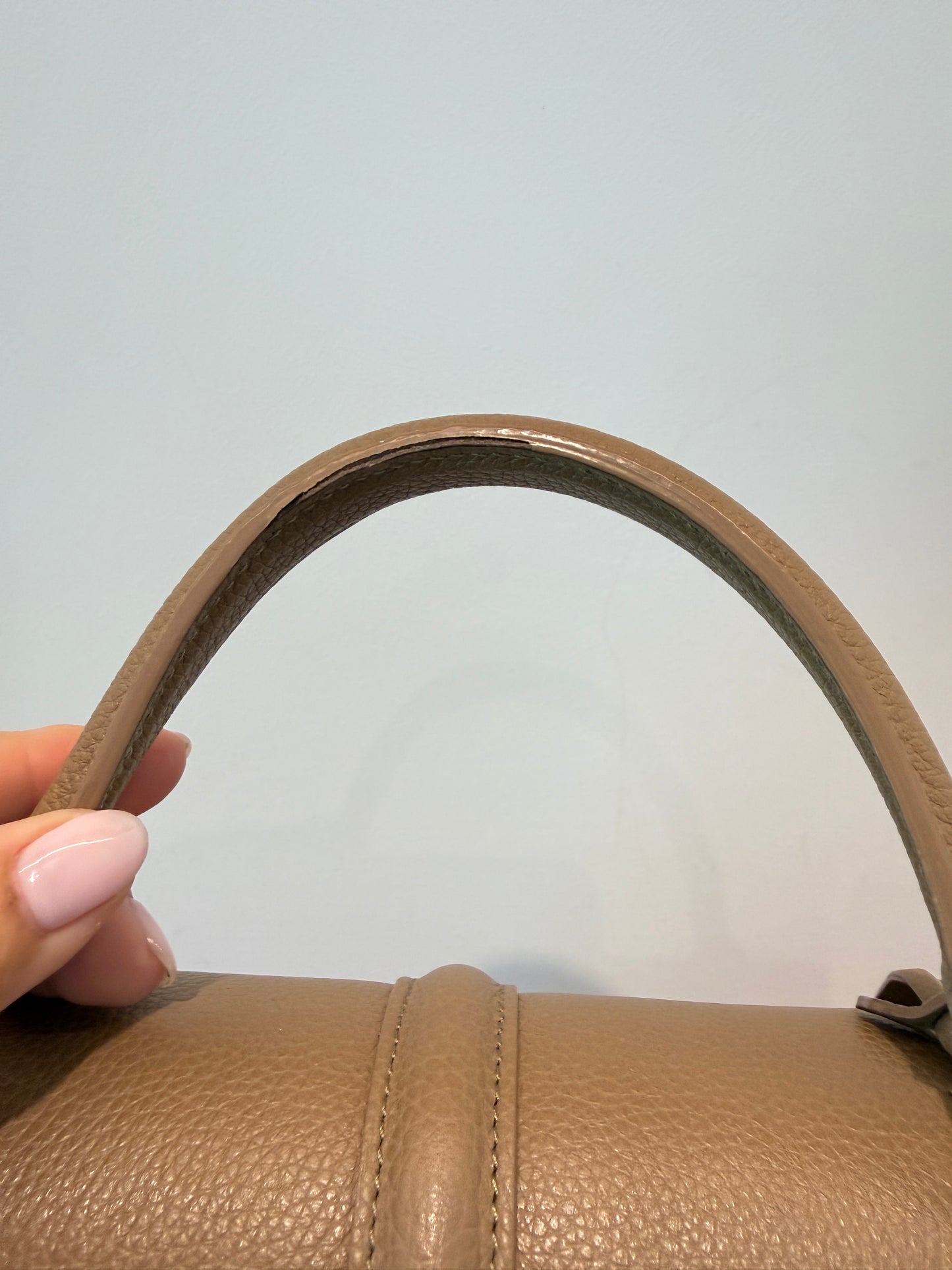Celine Calfskin Small 16 Top Handle Bag in Beige Pre-Owned