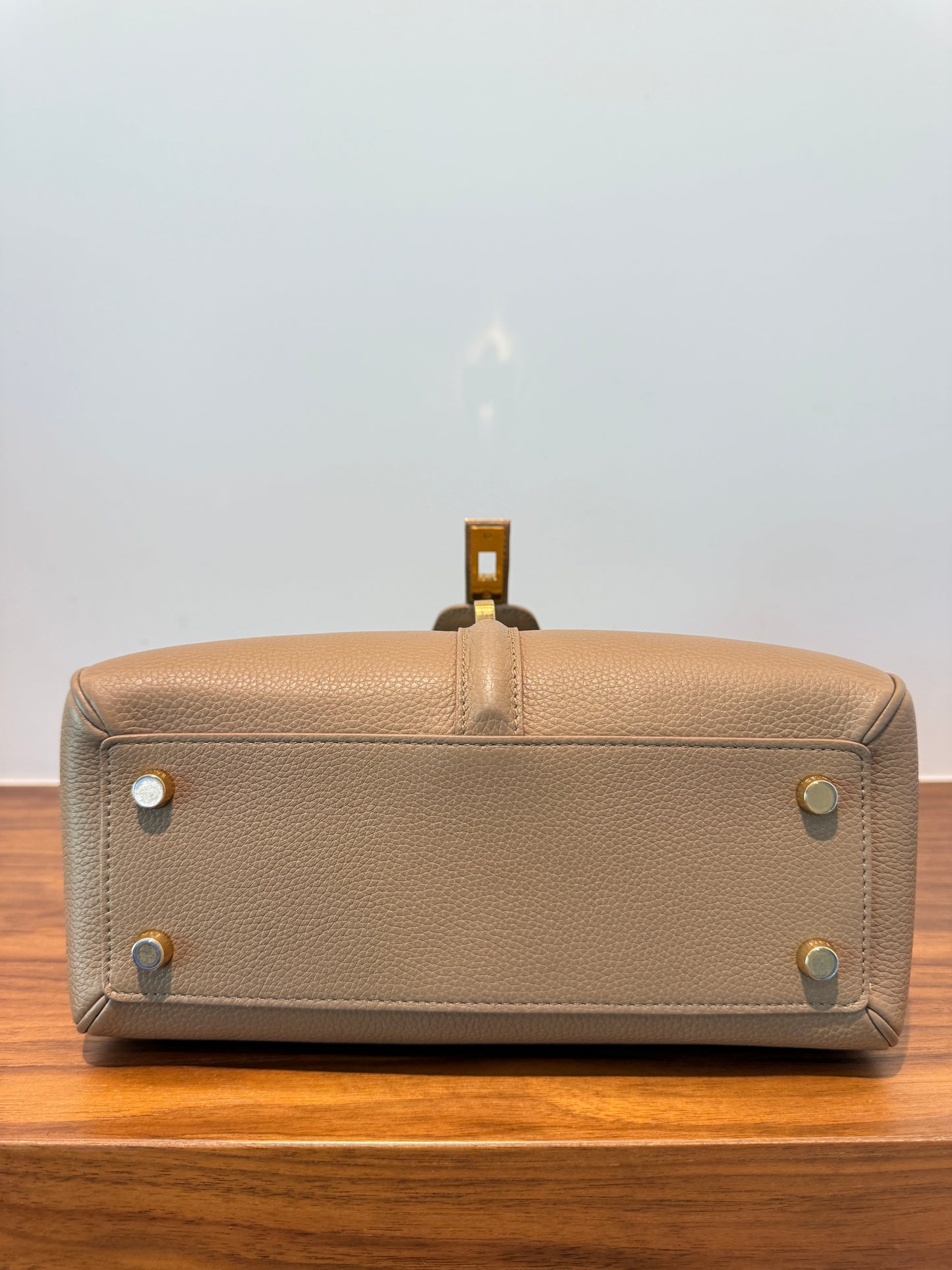 Celine Calfskin Small 16 Top Handle Bag in Beige Pre-Owned