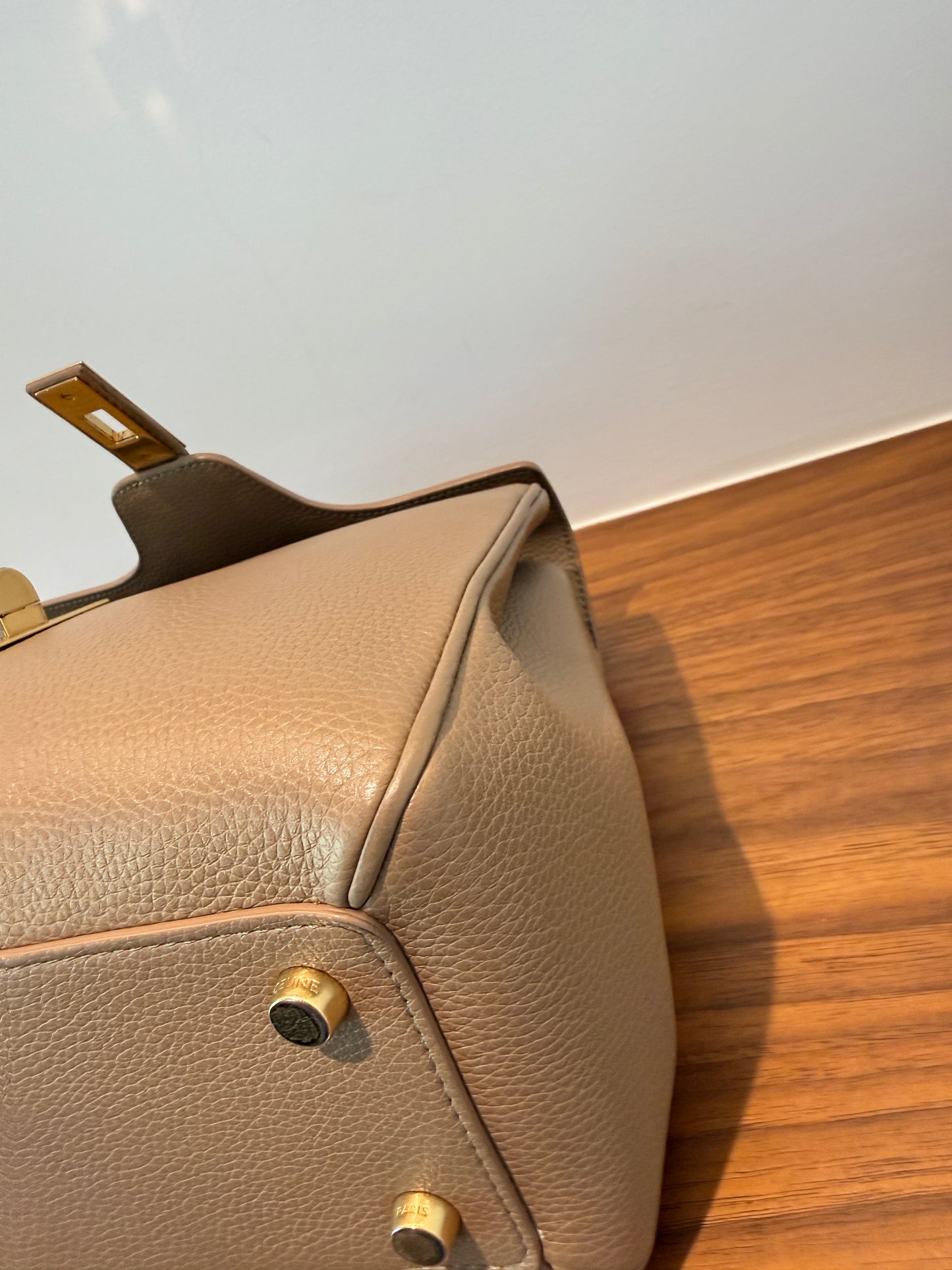 Celine Calfskin Small 16 Top Handle Bag in Beige Pre-Owned