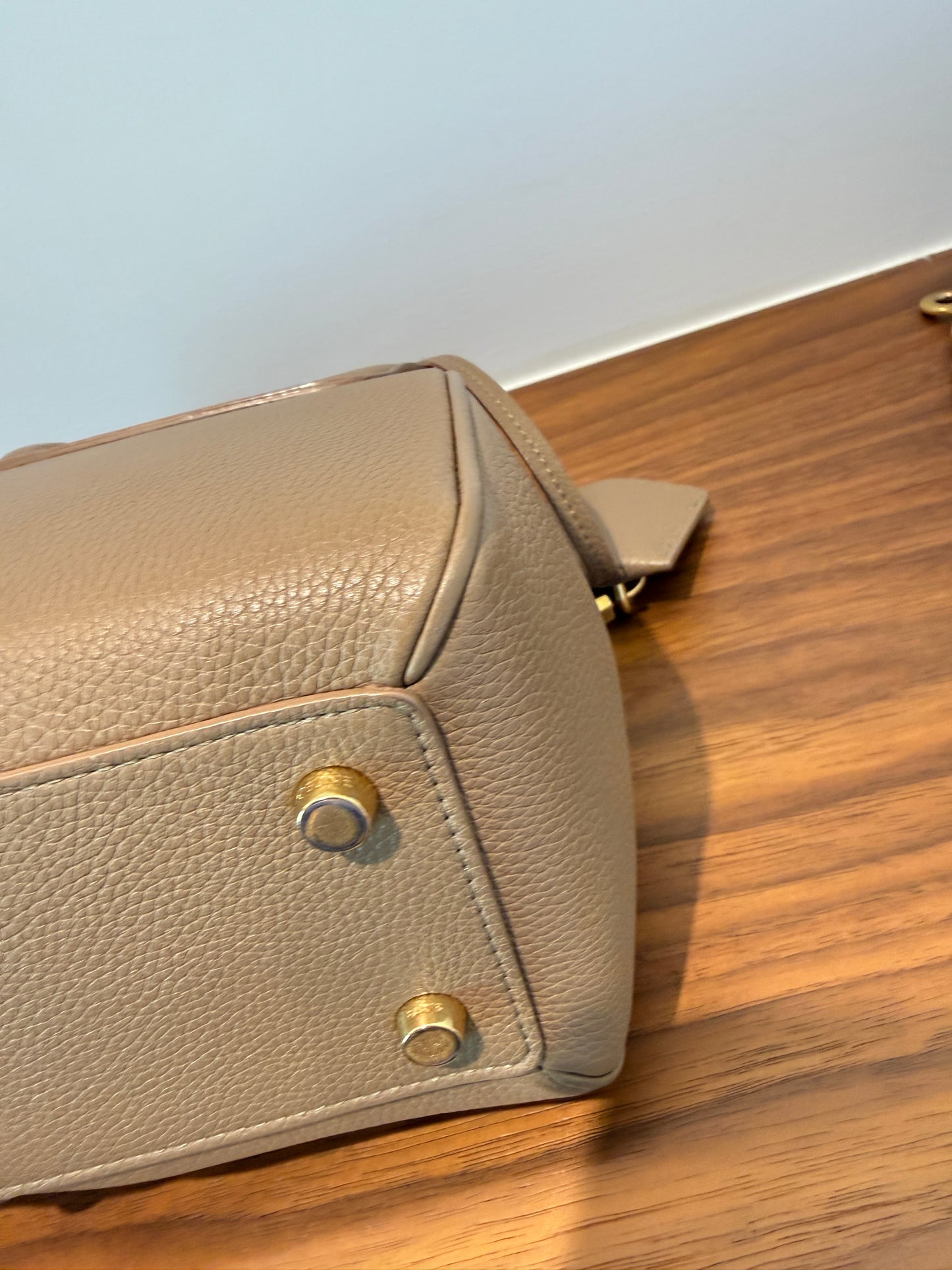 Celine Calfskin Small 16 Top Handle Bag in Beige Pre-Owned